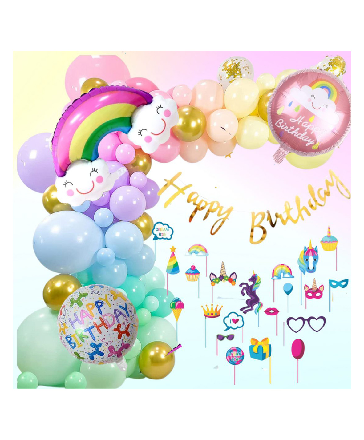Puchku Happy Birthday Rainbow Foil Balloon - Pack of 69-image-30
