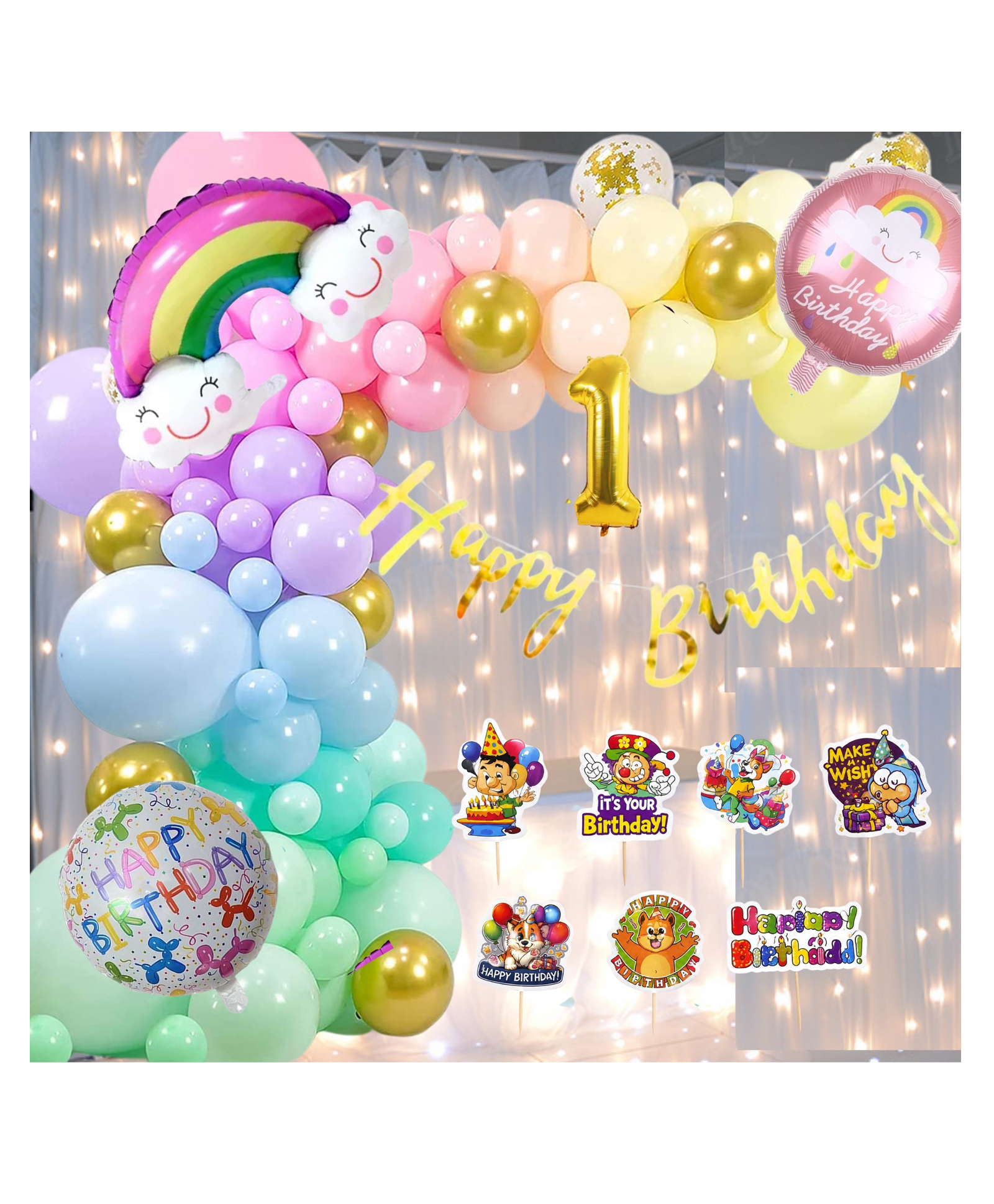 Puchku Happy Birthday Rainbow Foil Balloon - Pack of 71-image-33