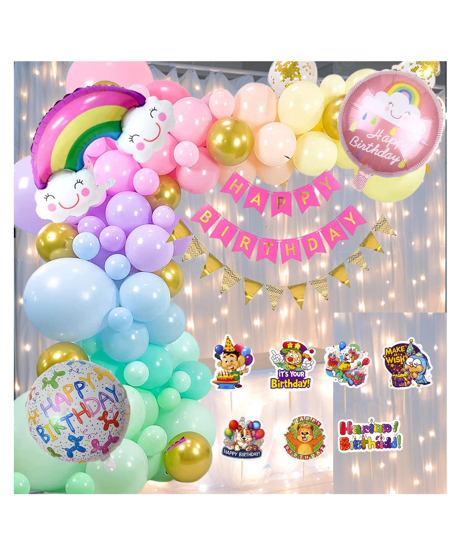 Puchku Happy Birthday Rainbow Foil Balloon - Pack of 71-image-32