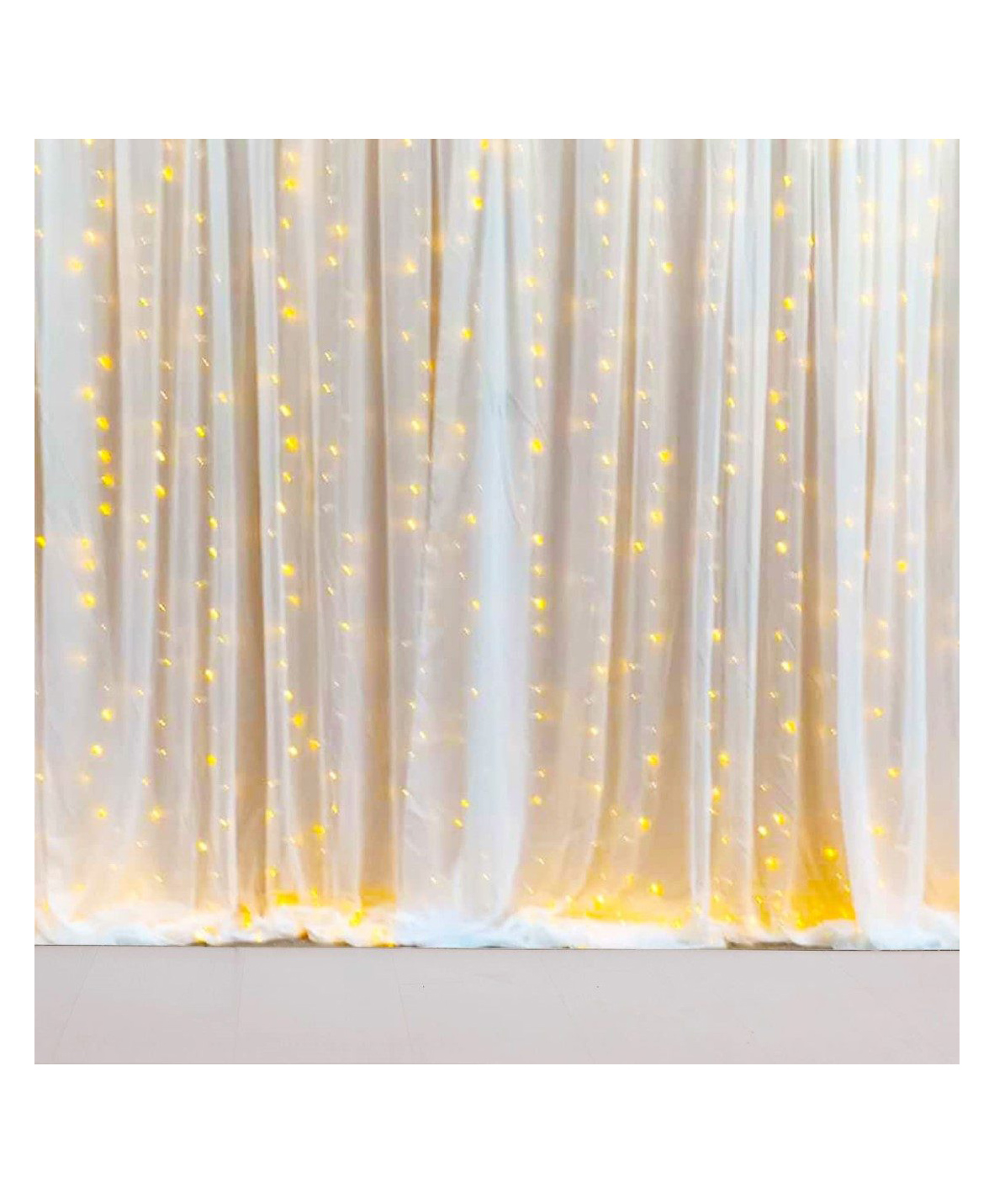 Puchku White Curtain Net For Decoration Combo White Net With Led Fairy Lights - Set Of 4-image-34