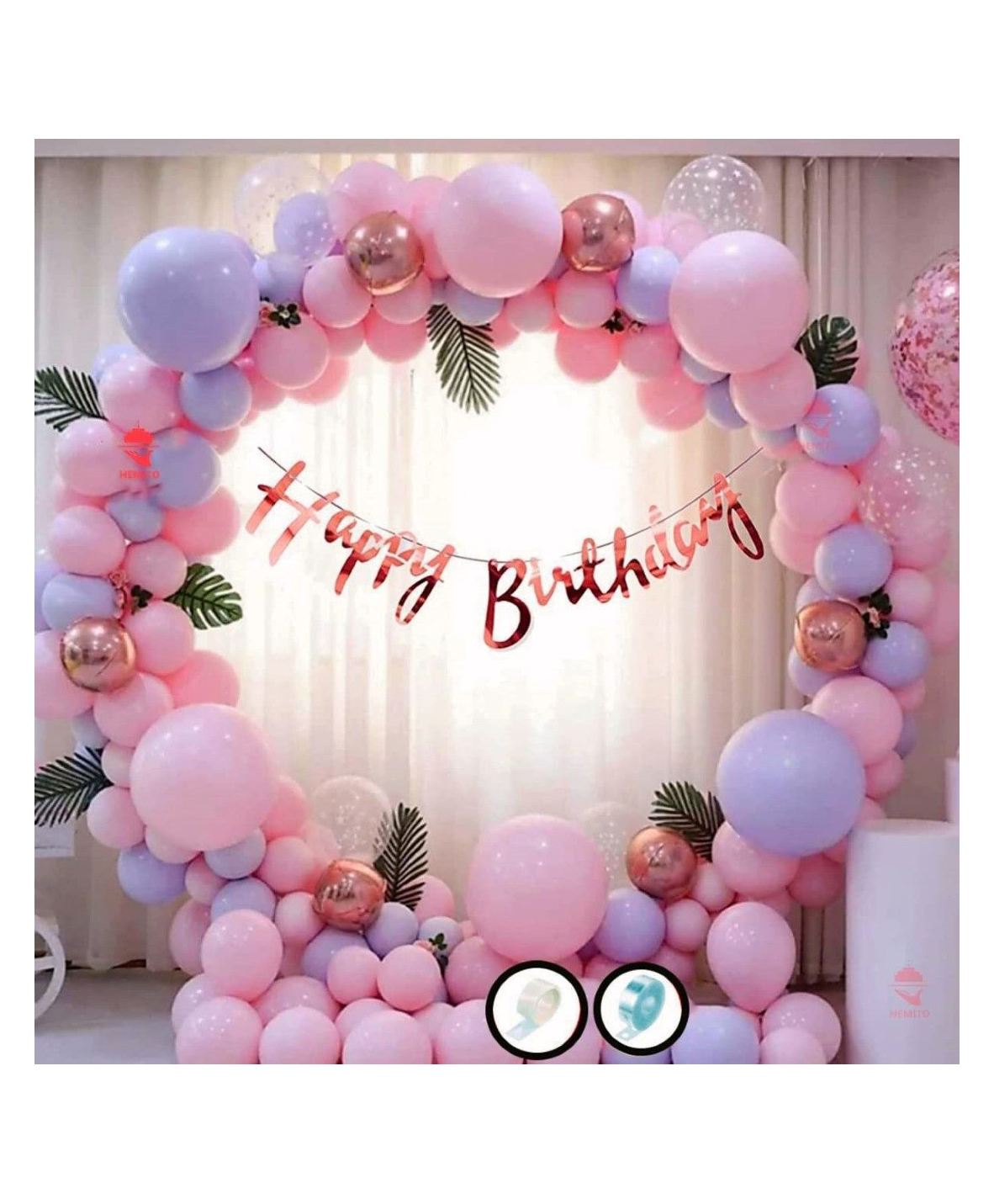 Birthday Decoration Kit 60 pc  Pink Purple Pastel Balloons Combo-image-42
