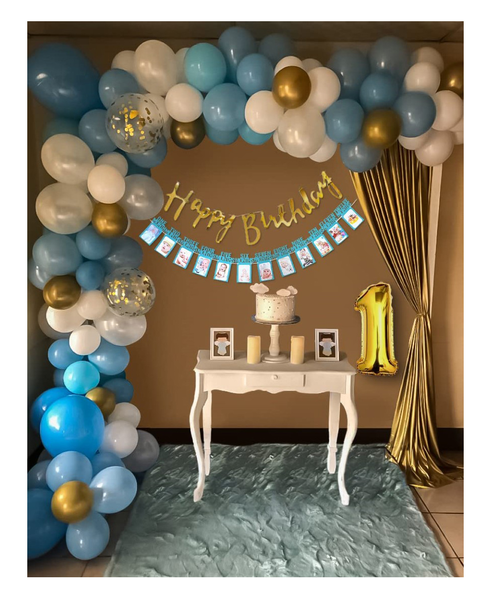 Puchku  1st Happy Birthday Combo For  Party Decoration Blue White - Pack of 83-image-26