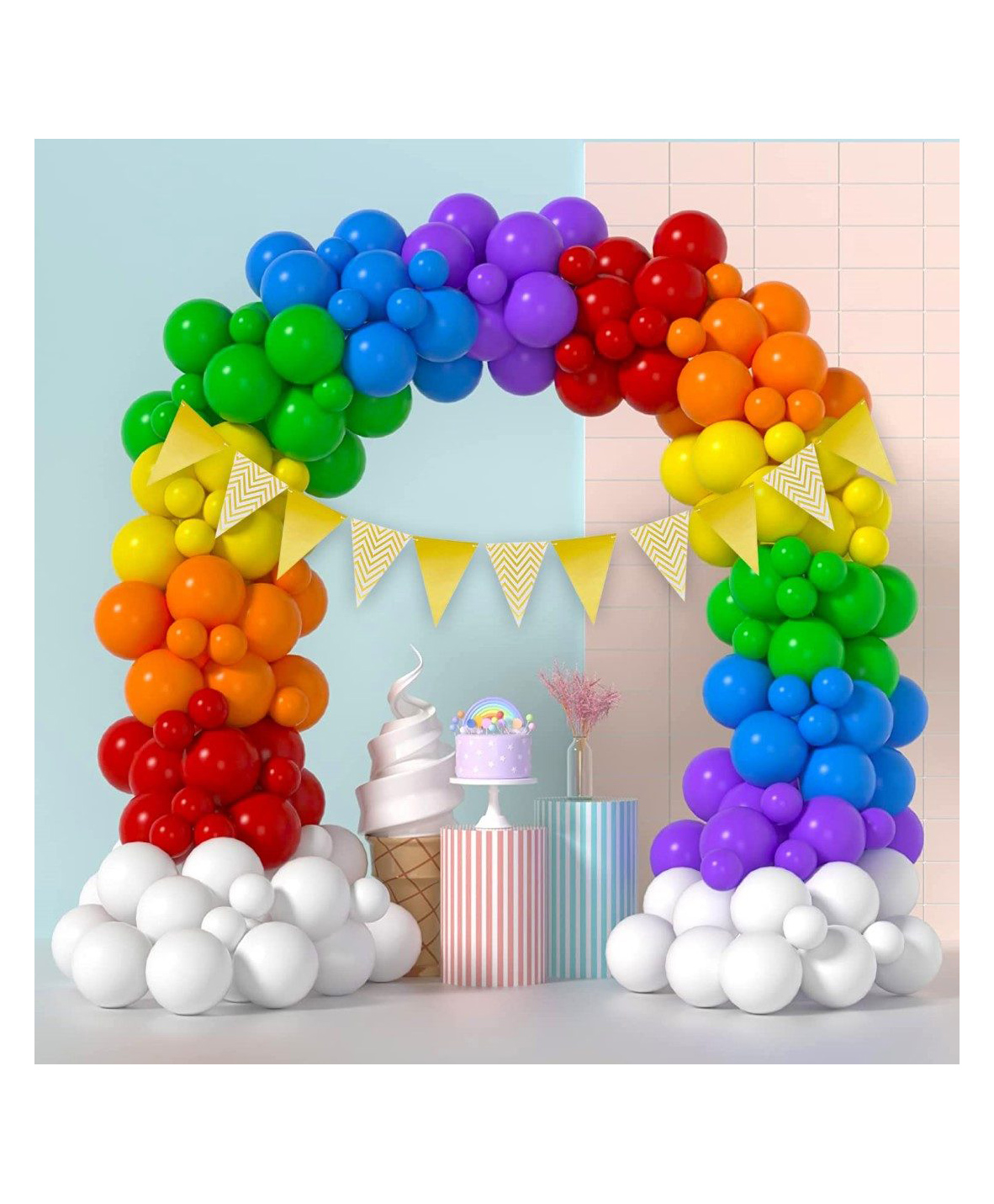 Puchku Rainbow Theme Happy Birthday Decoration Kit Multicolour - Pack of 73-image-10
