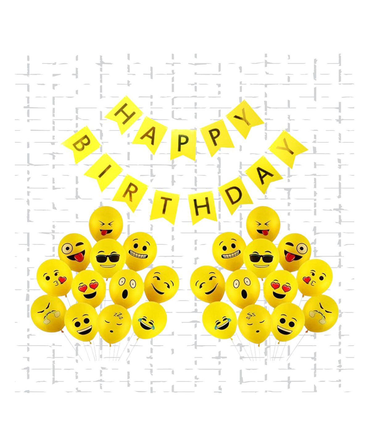 Happy Birthday Decoration Kit Combo Set Emoji Smiley Balloons with Plain Banner unique Girls Boys Kids Home Party Items First Funky look Yellow Theme - Pack Of 51-image-8
