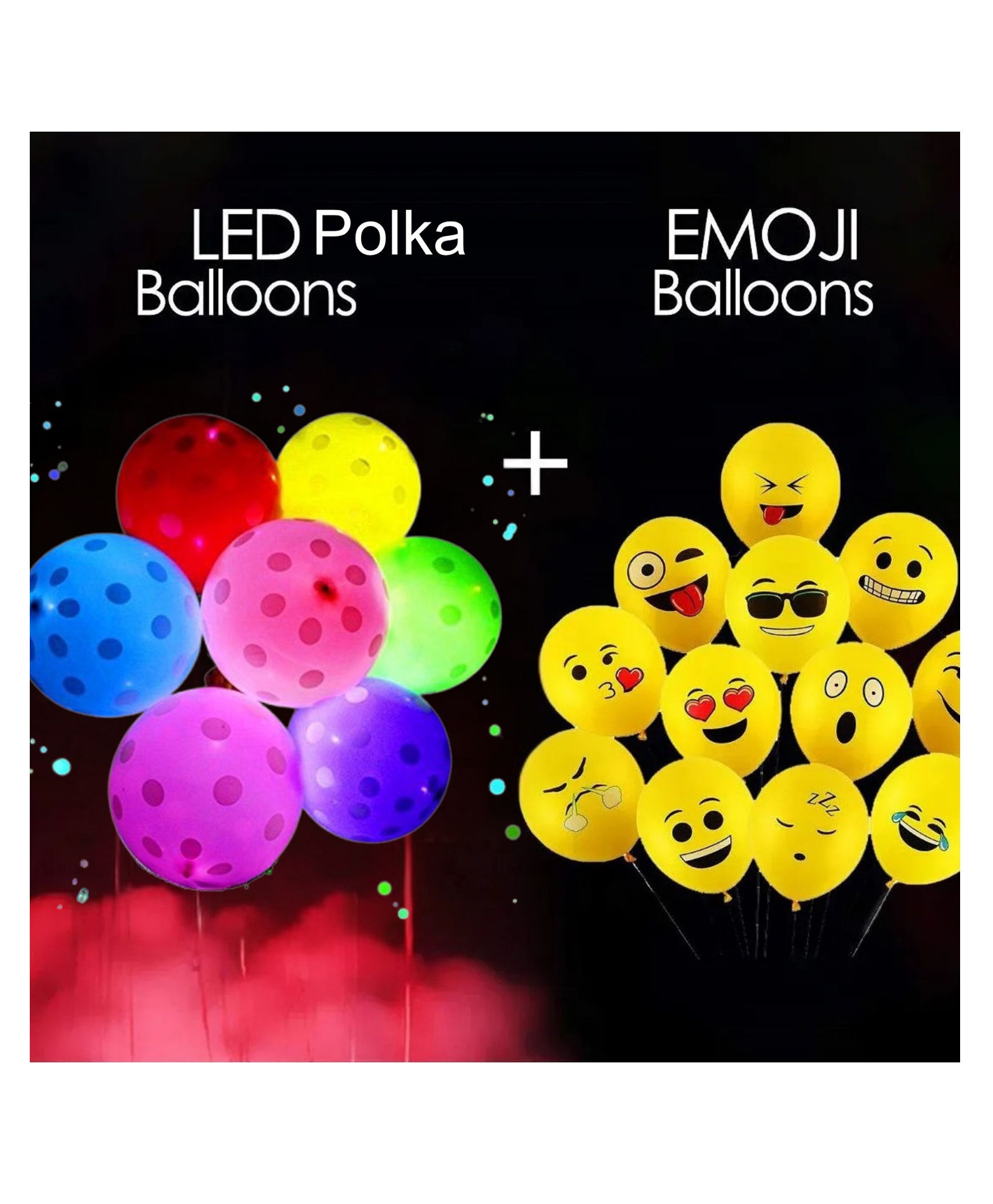 Puchku Emoji Expression Party Balloons with LED Light Up for Birthday Party Decoration - Pack of 50-image-38