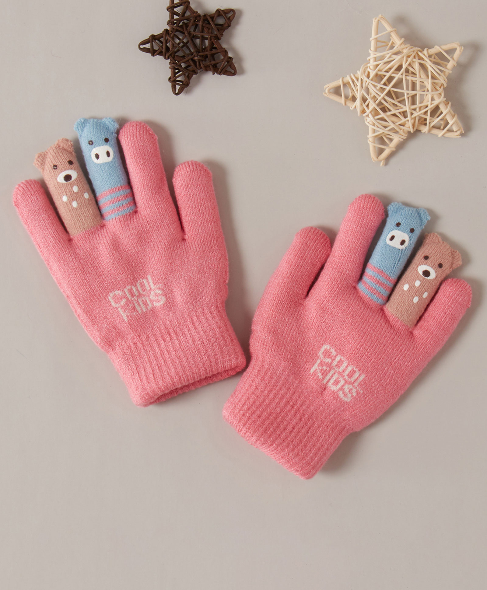 Babyhug Acrylic Woolen Gloves Set Text Design - Navy Pink-image-19
