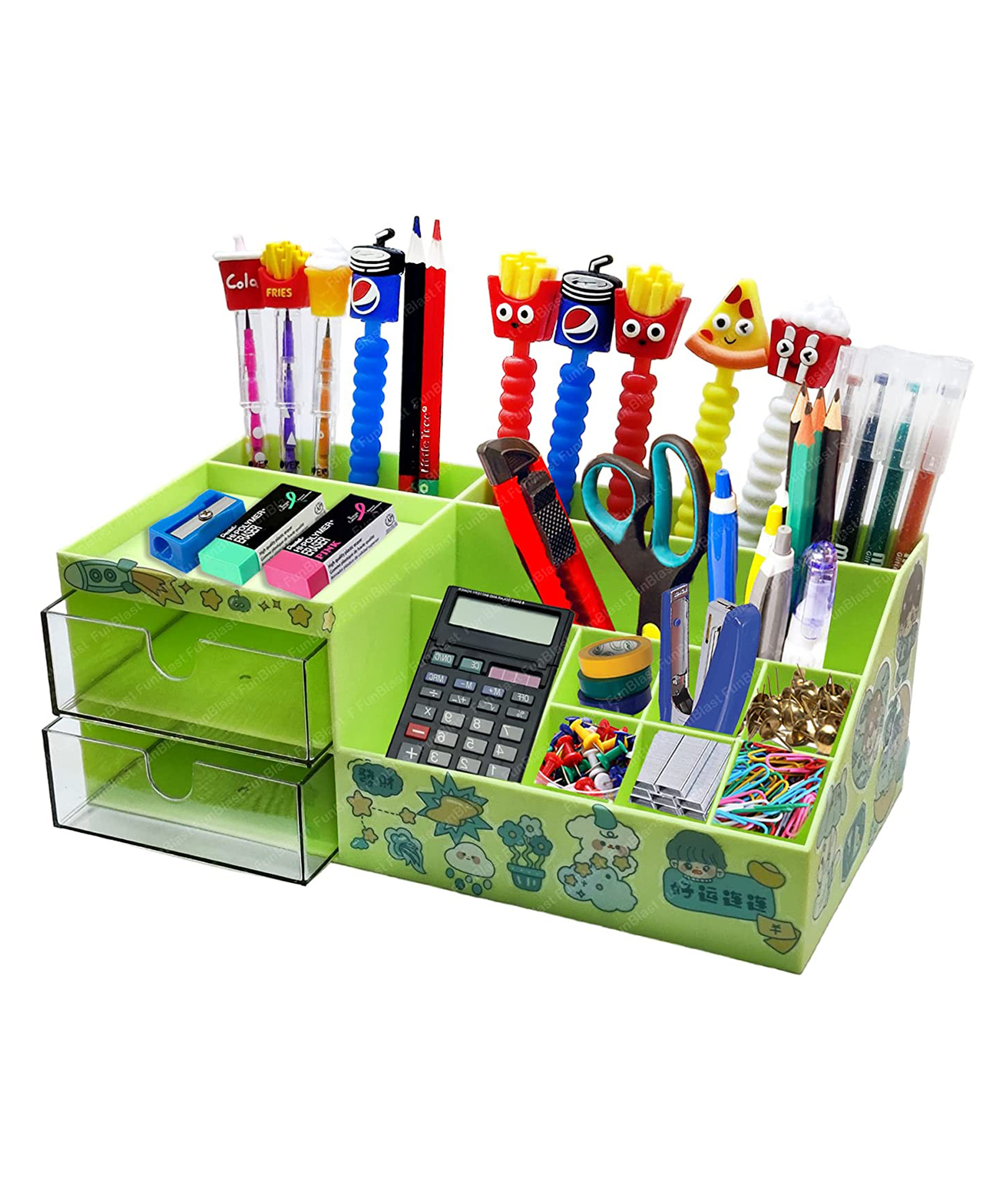 FunBlast Pen Holder Box with DIY Stickers - Green-image-47