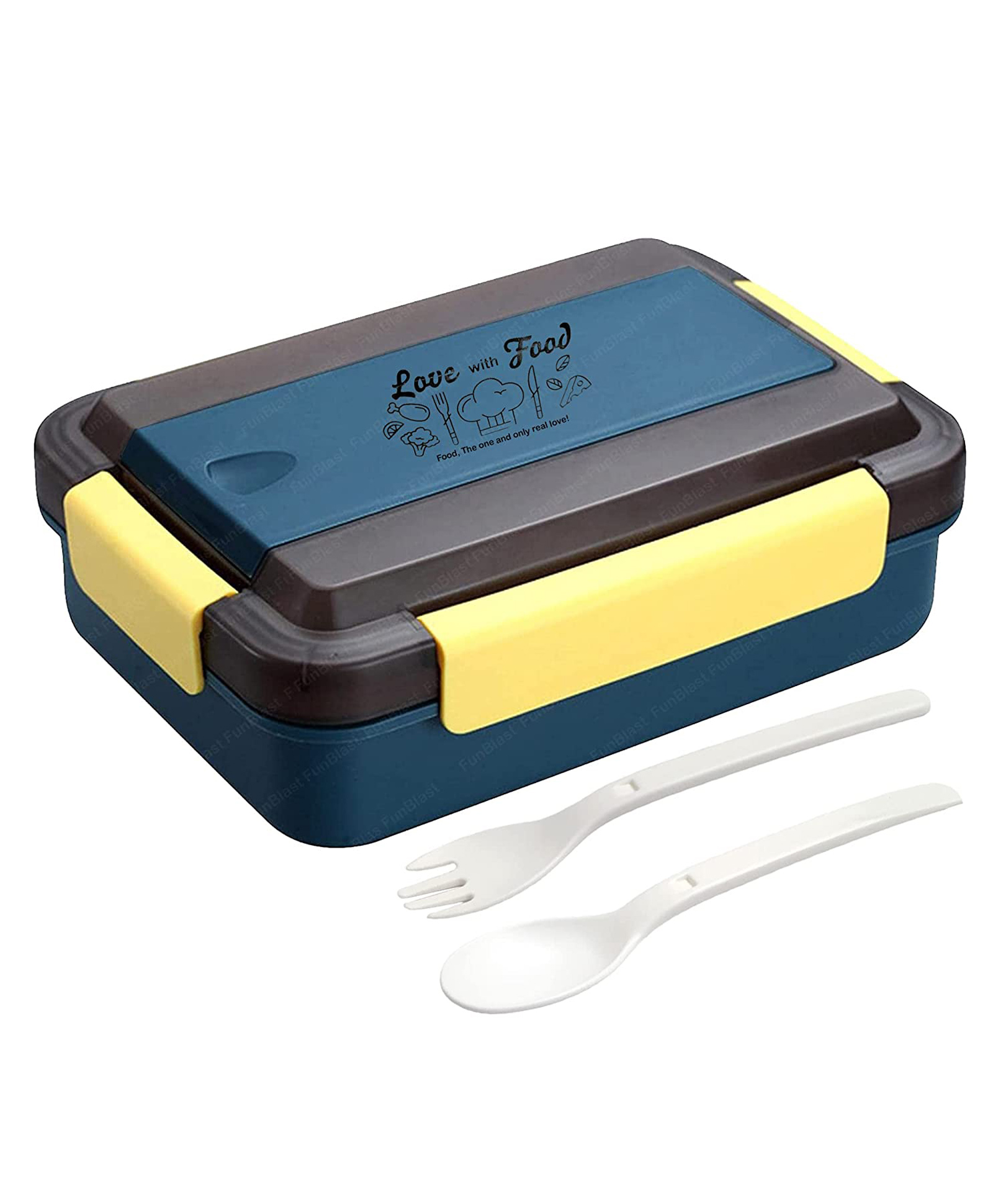 FunBlast Lunch Box with Spoon and Fork  Blue-picture-14