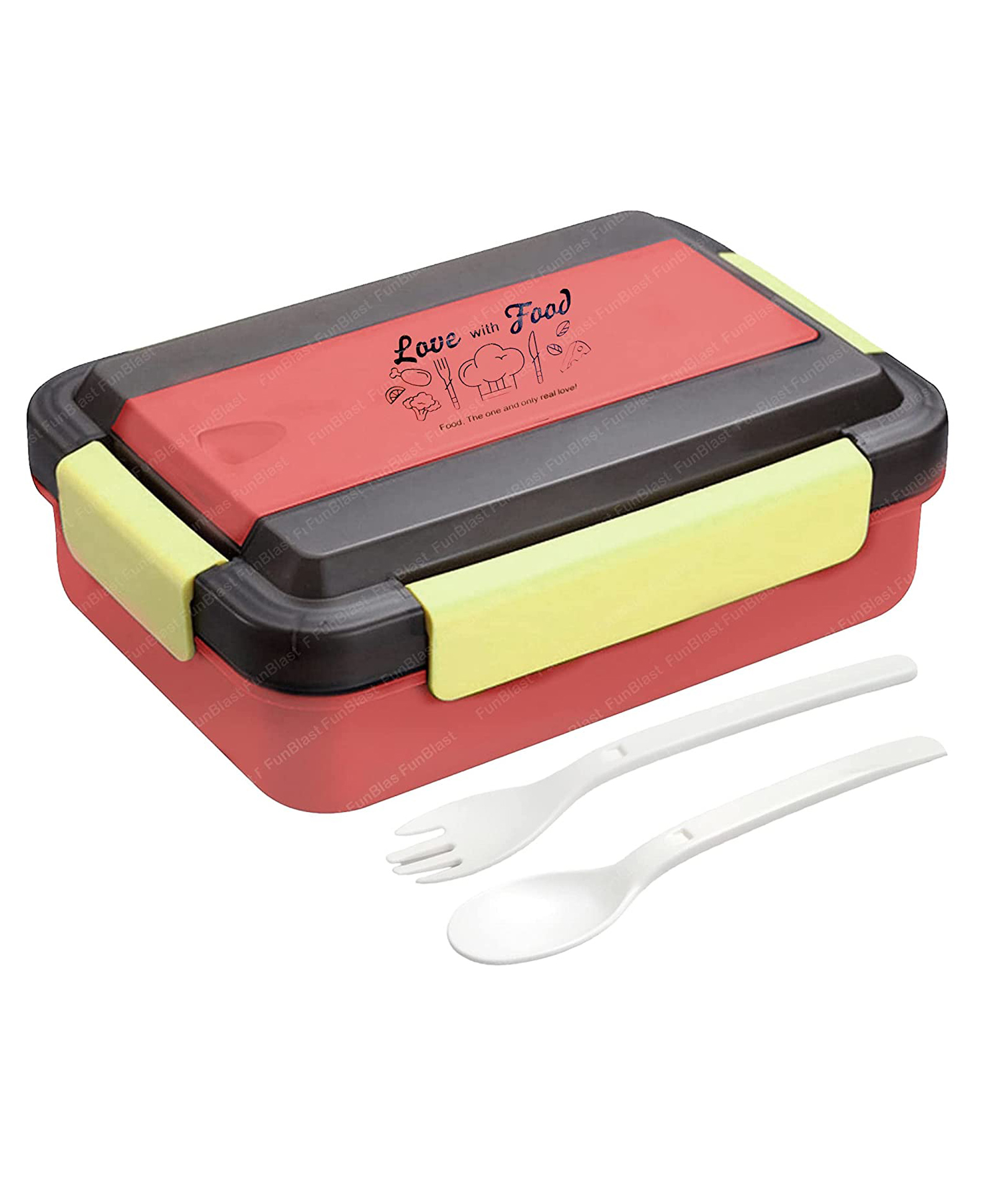 FunBlast Lunch Box with Spoon and Fork  Pink-picture-29