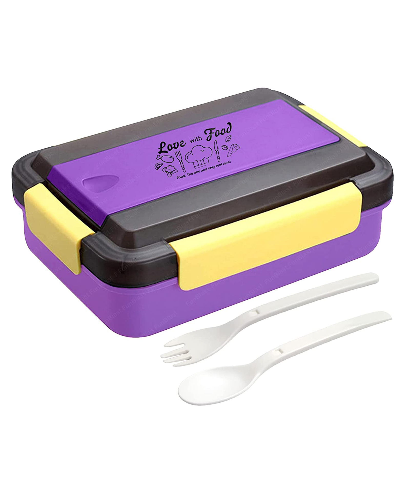 FunBlast Lunch Box with Spoon and Fork  Purple-picture-13
