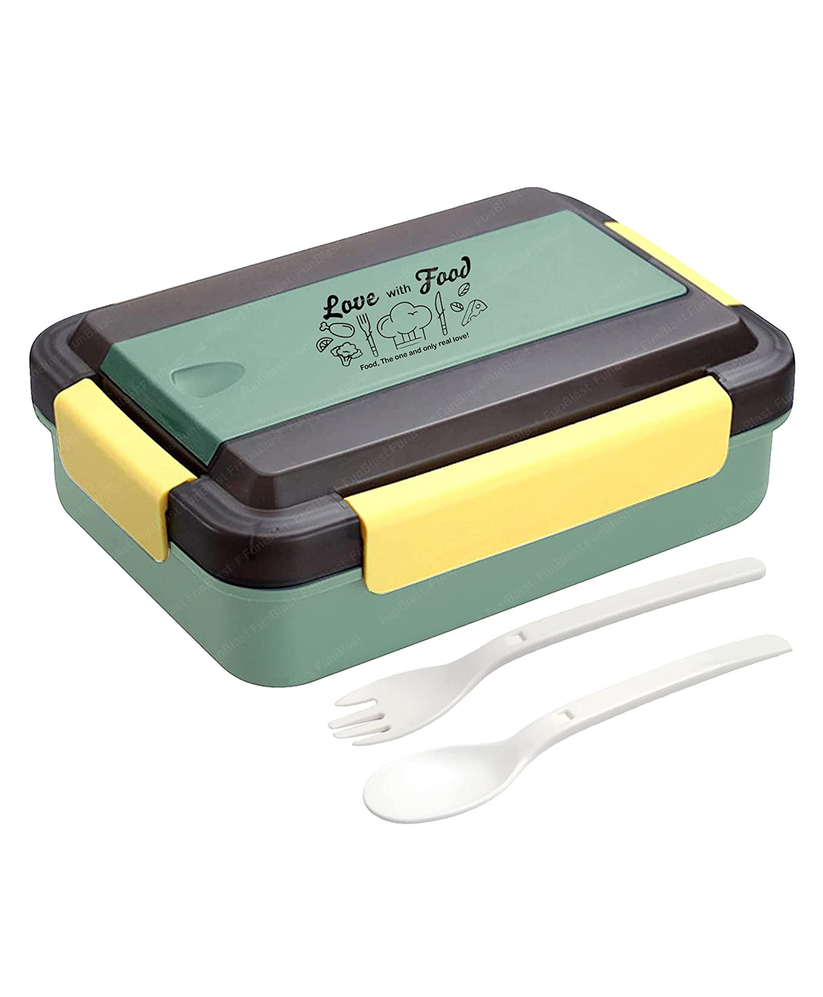 FunBlast Lunch Box with Spoon and Fork  Green-picture-16