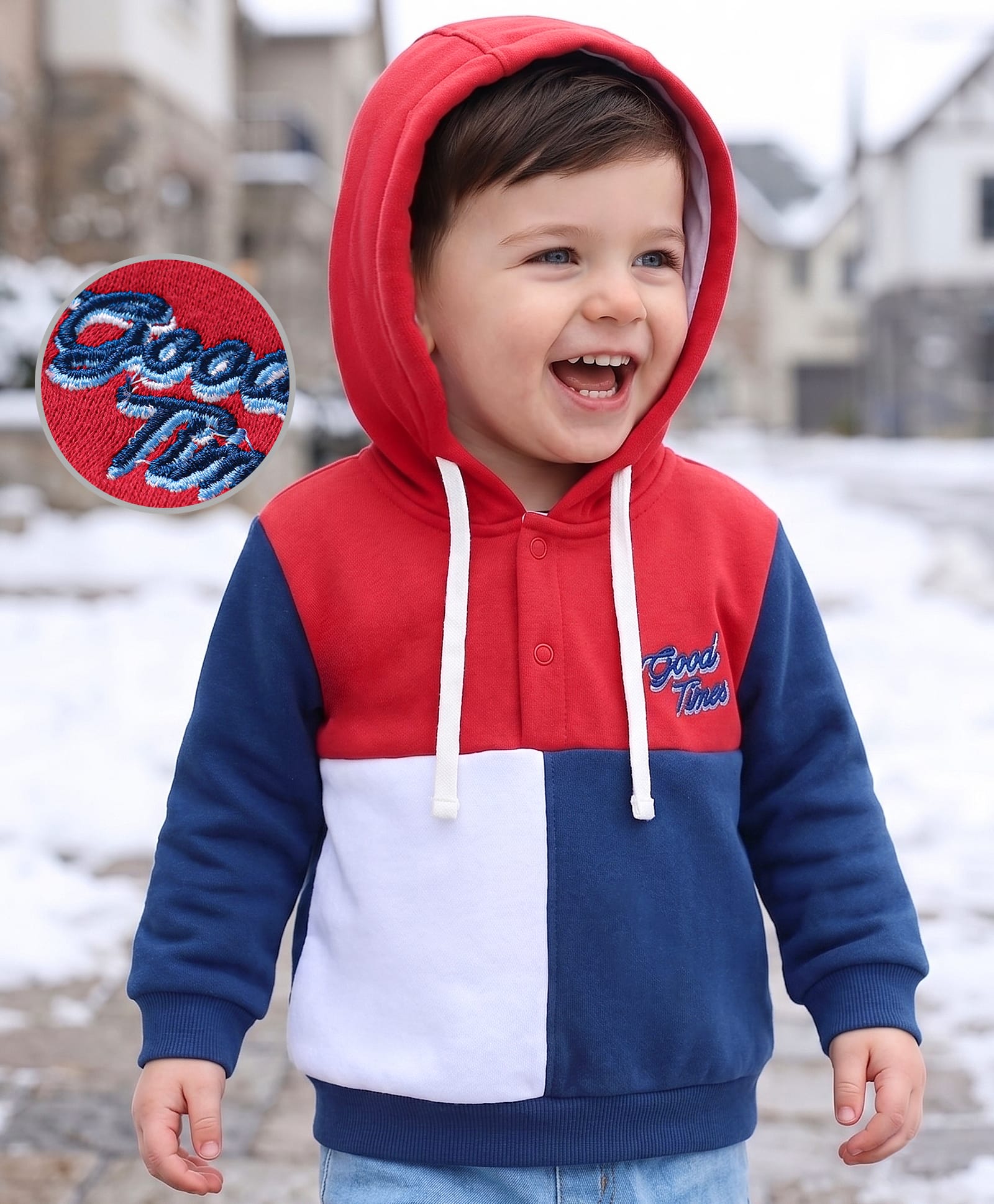 Babyoye 100% Cotton Knit Full Sleeves Text Printed Sweatshirt - Red & Blue-image-39