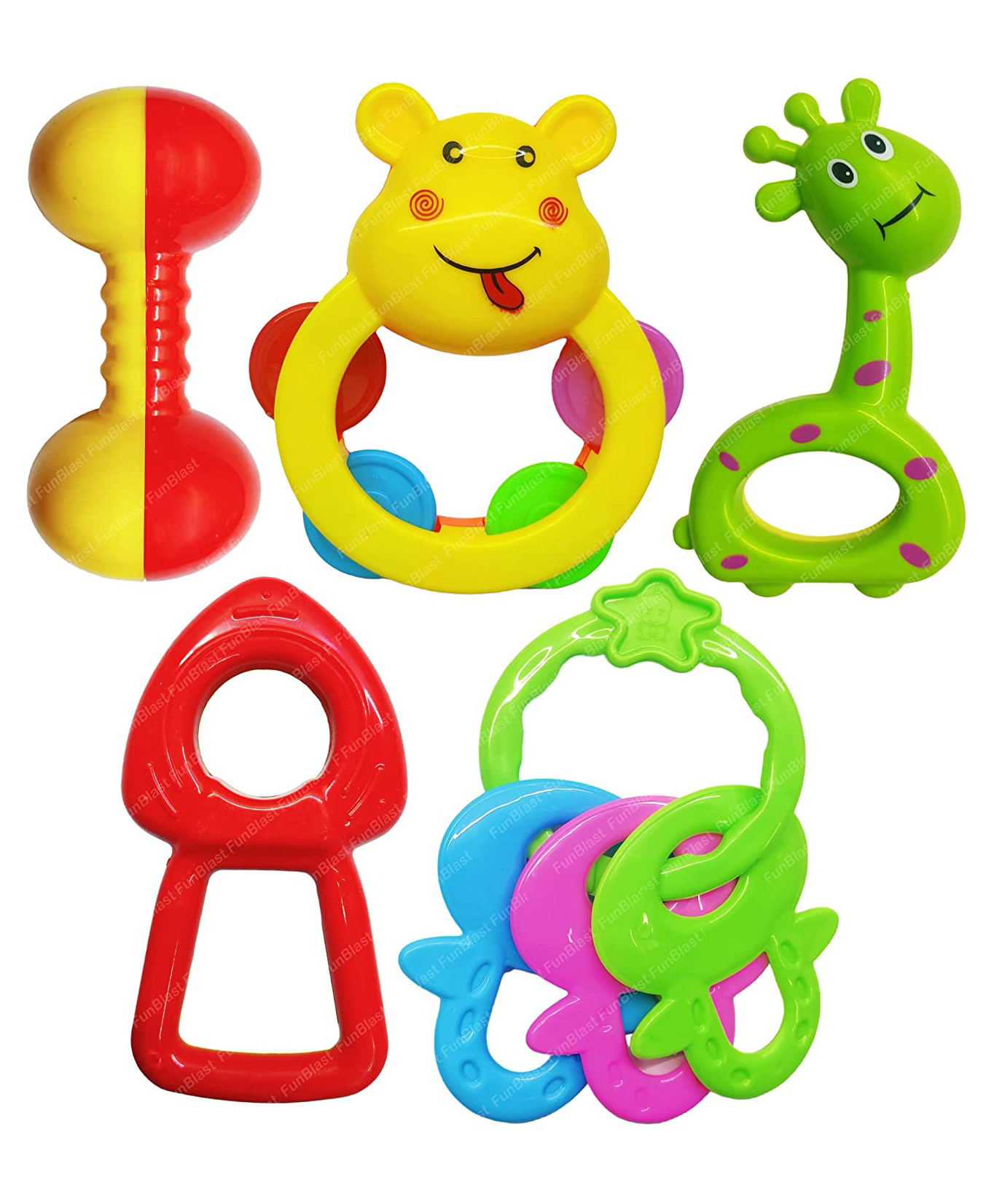FunBlast Colourful Attractive Sound Rattles for Babies 5 Pcs - Assorted Design-image-24