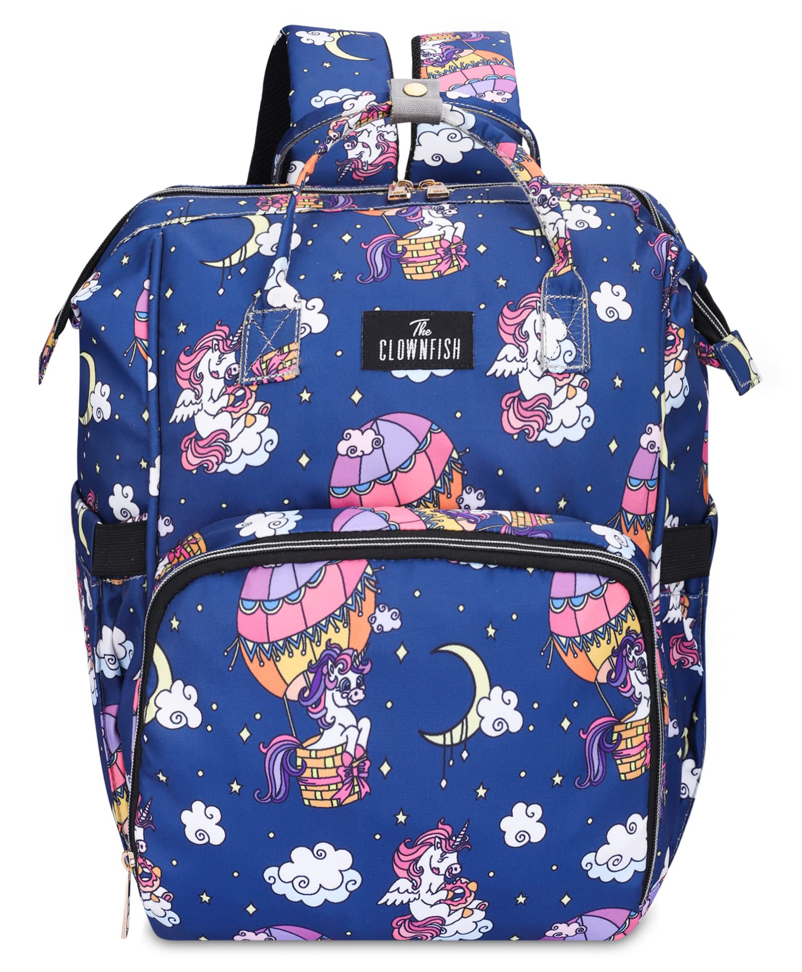 The Clownfish Baby on Board Series Multipurpose Diaper Bag with Bottle Organizer & Tissues Dispensing Pocket in Polyester - Dark Blue-image-5
