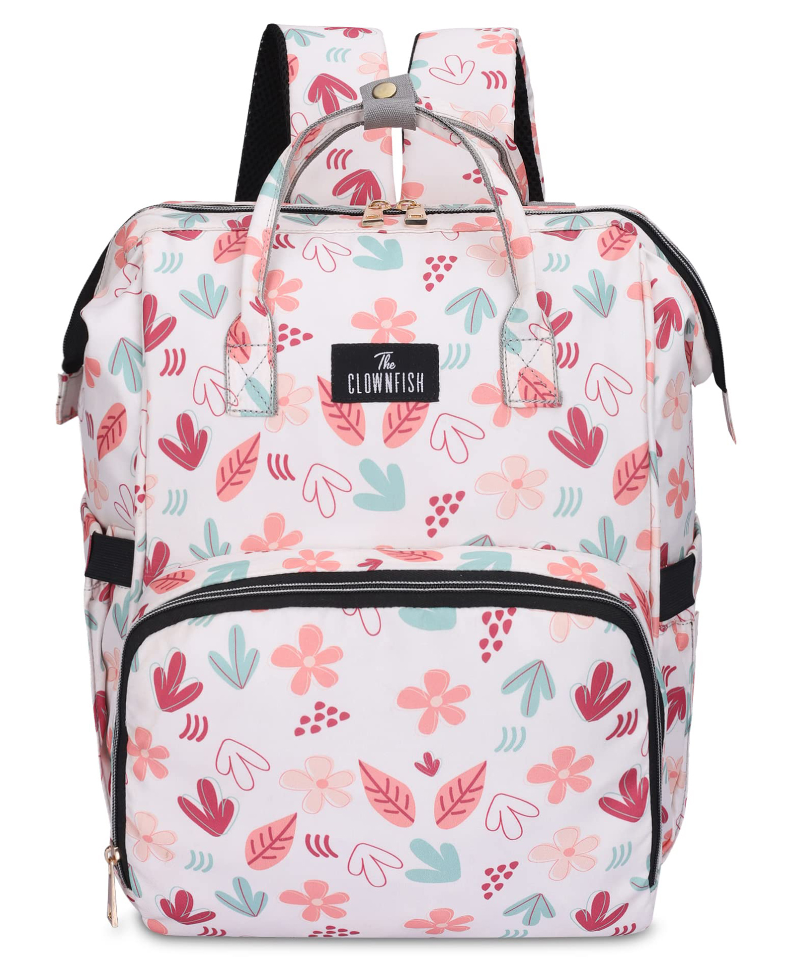 The Clownfish Baby on Board Series Multipurpose Diaper Bag with Bottle Organizer & Tissues Dispensing Pocket in Polyester - White-picture-16