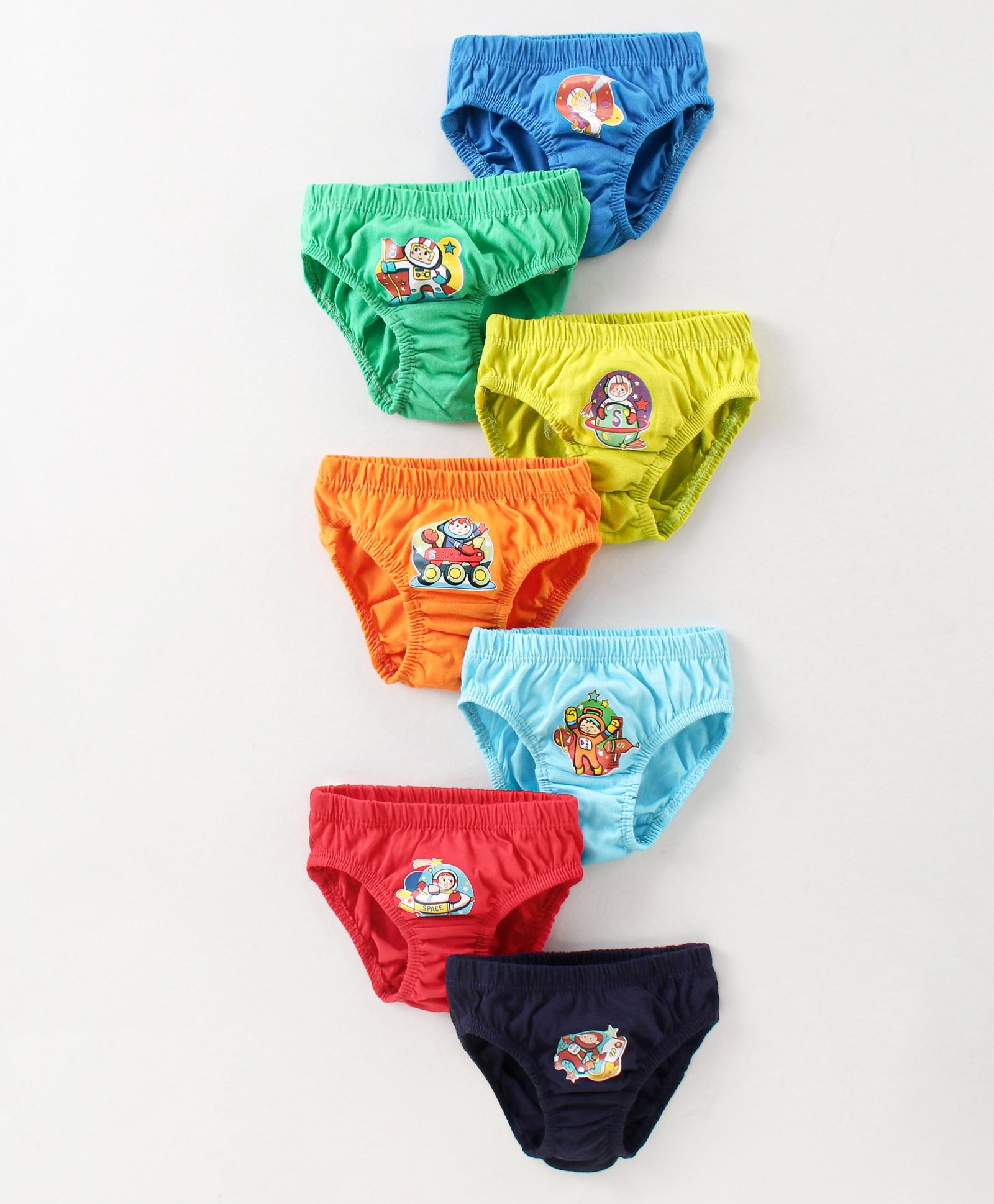 Simply Sinker Astronaut Print Briefs Pack Of 7 - Blue Orange & Yellow-image-19