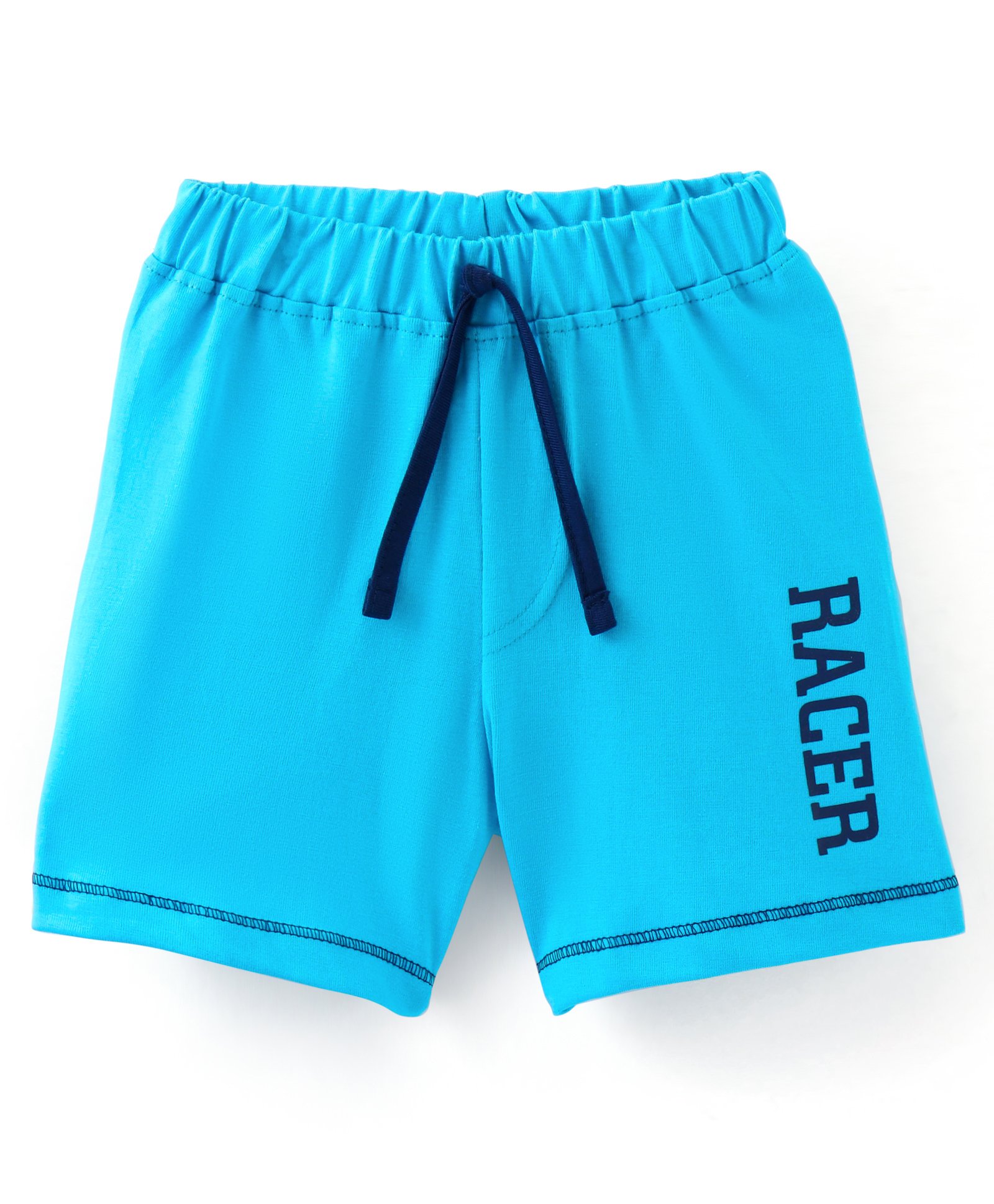 Babyhug Cotton Jersey Knit Mid Thigh Length Shorts Racer Print - Blue-image-30