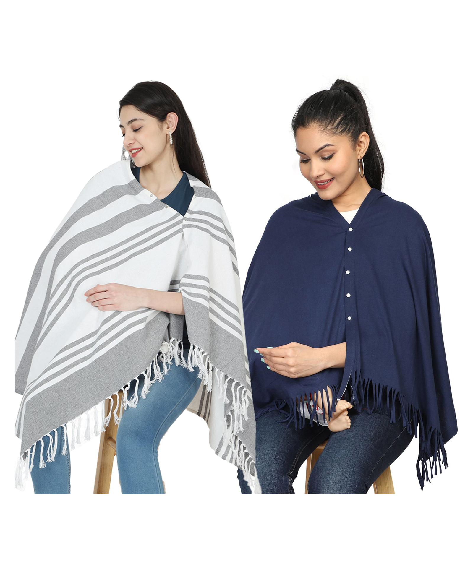 nene Mothers Multi-Purpose Large Size Nursing Feeding Scarf-Grey & Navy Blue-image-34