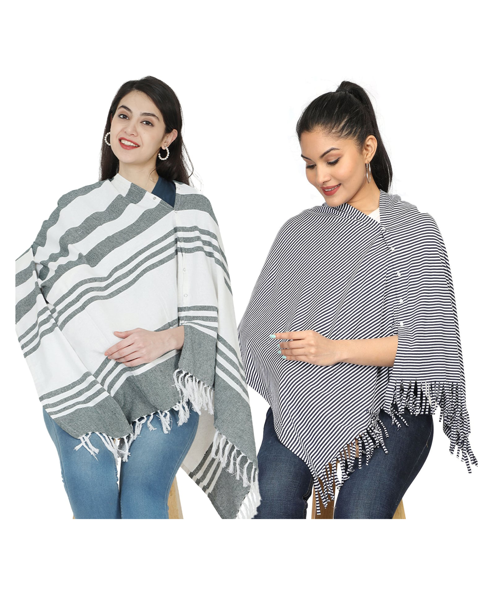 Nene Mother's Multi g Purpose Large Size Nursing Feeding Scarf Wrap Stole Solid Pack of 2 - Green & Navy-image-24