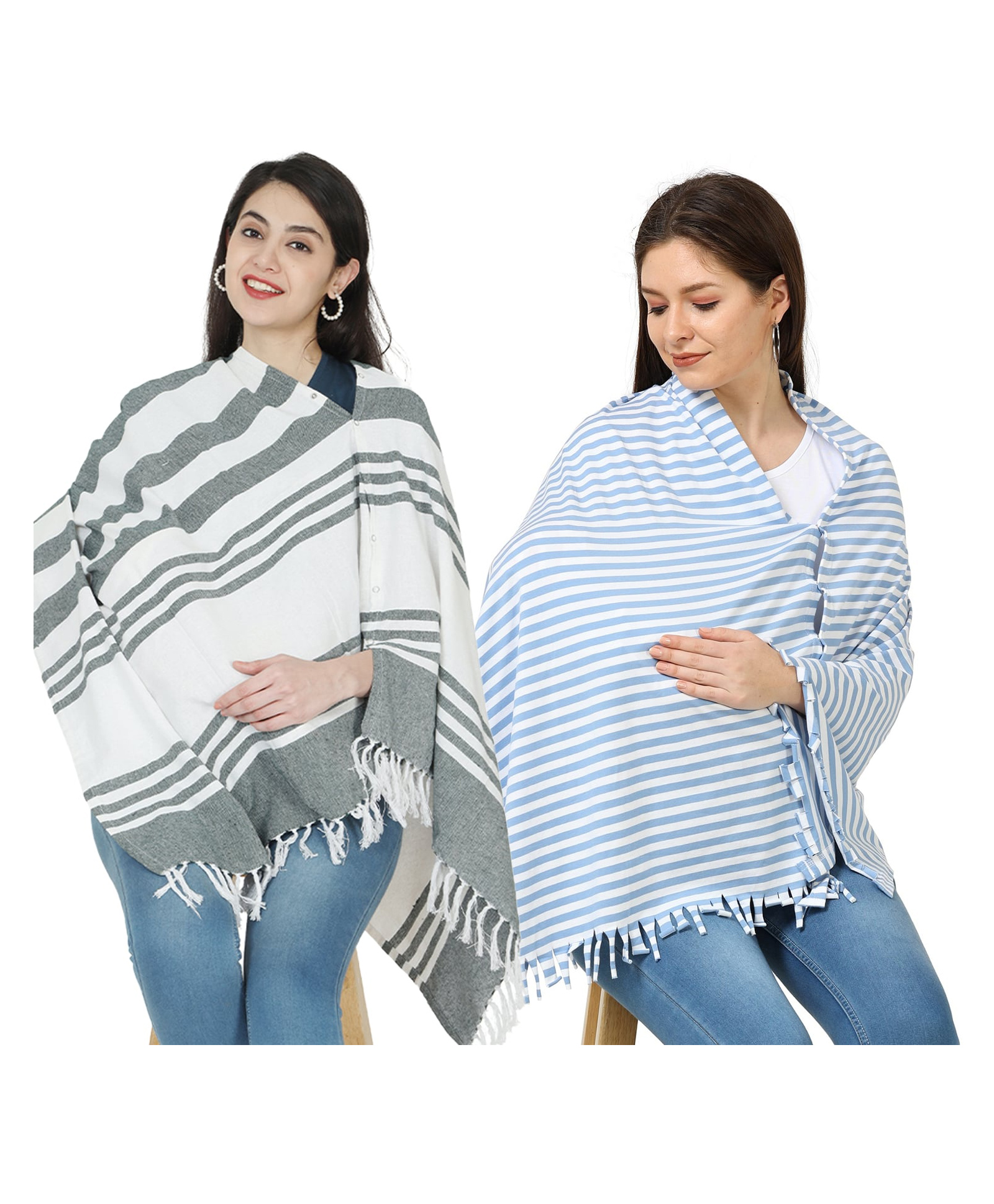 Nene Mother's Multi g Purpose Large Size Nursing Feeding Scarf Wrap Stole Solid Pack of 2 - Green & Sky Blue-image-43