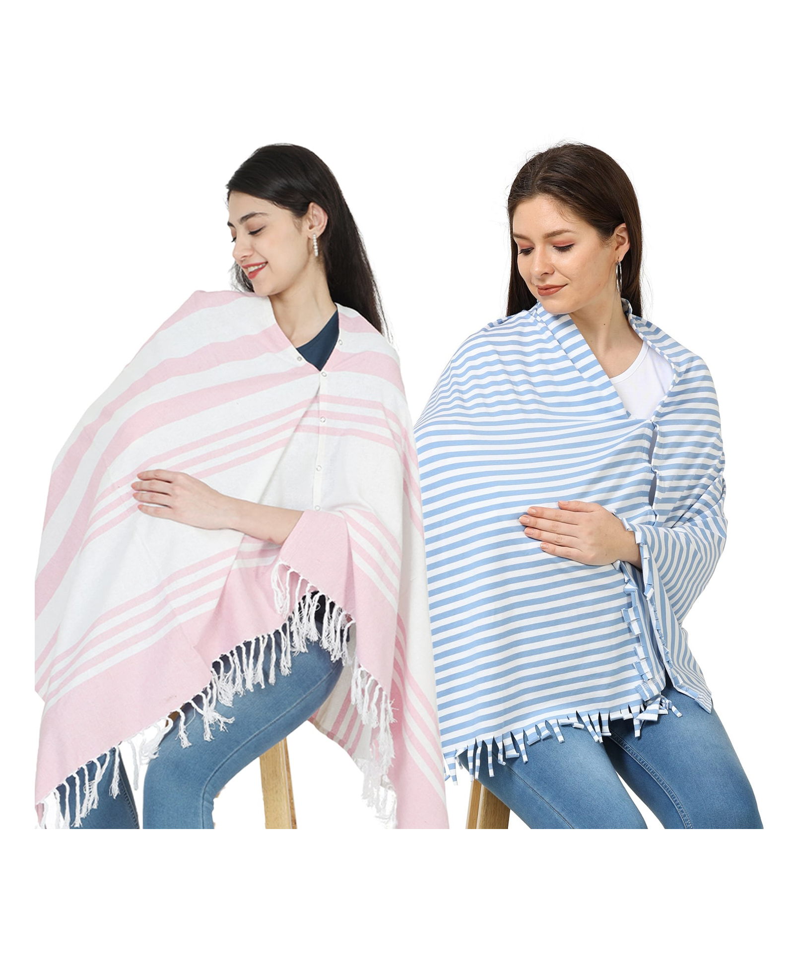 Nene Mother's Multi g Purpose Large Size Nursing Feeding Scarf Wrap Stole Solid Pack of 2 - Pink & Sky Blue-image-6