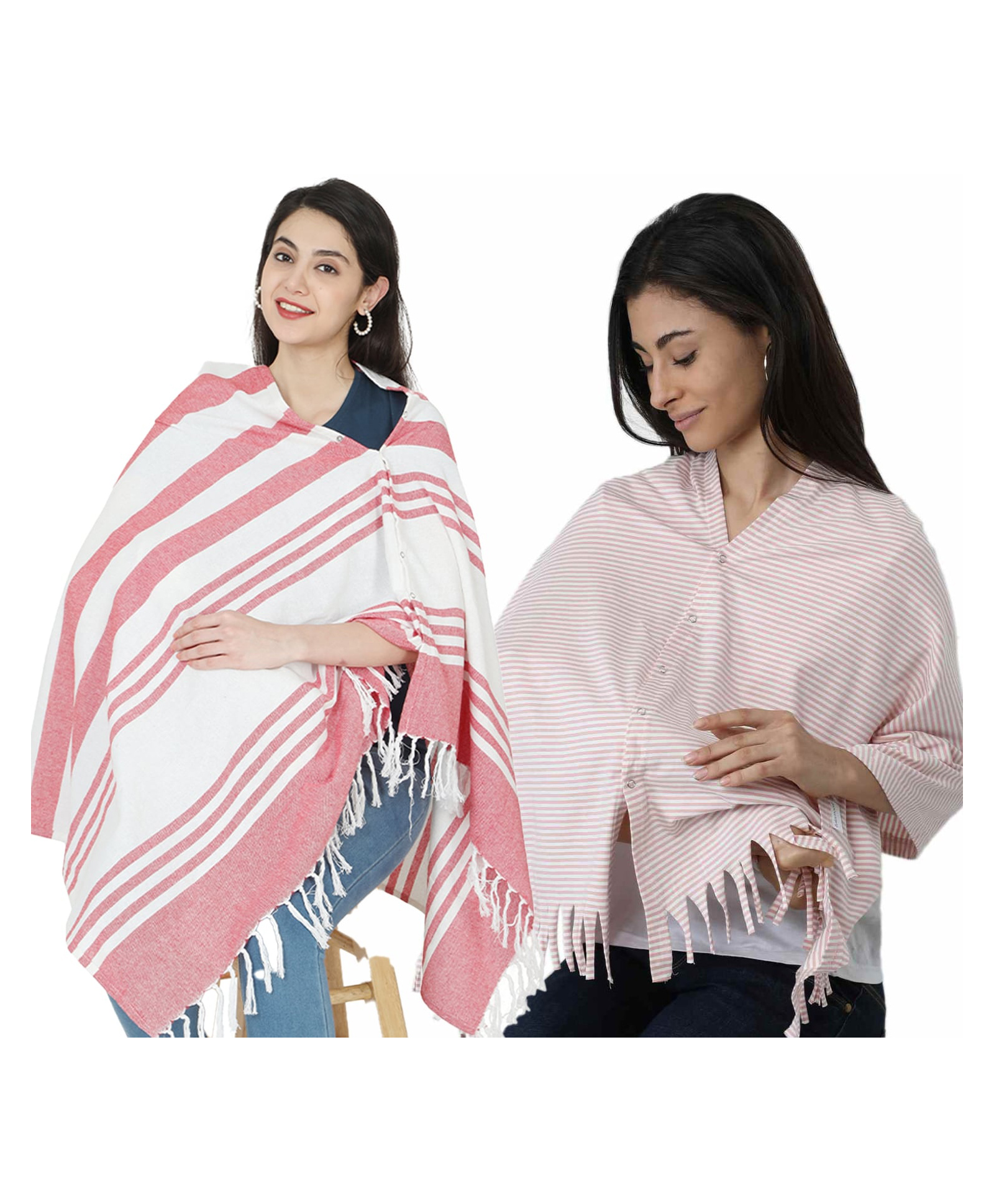 Nene Mother's Multi-Purpose Large Size Nursing Feeding Scarf Wrap Stole Stripes Pack of 2 - Multicolor-image-49