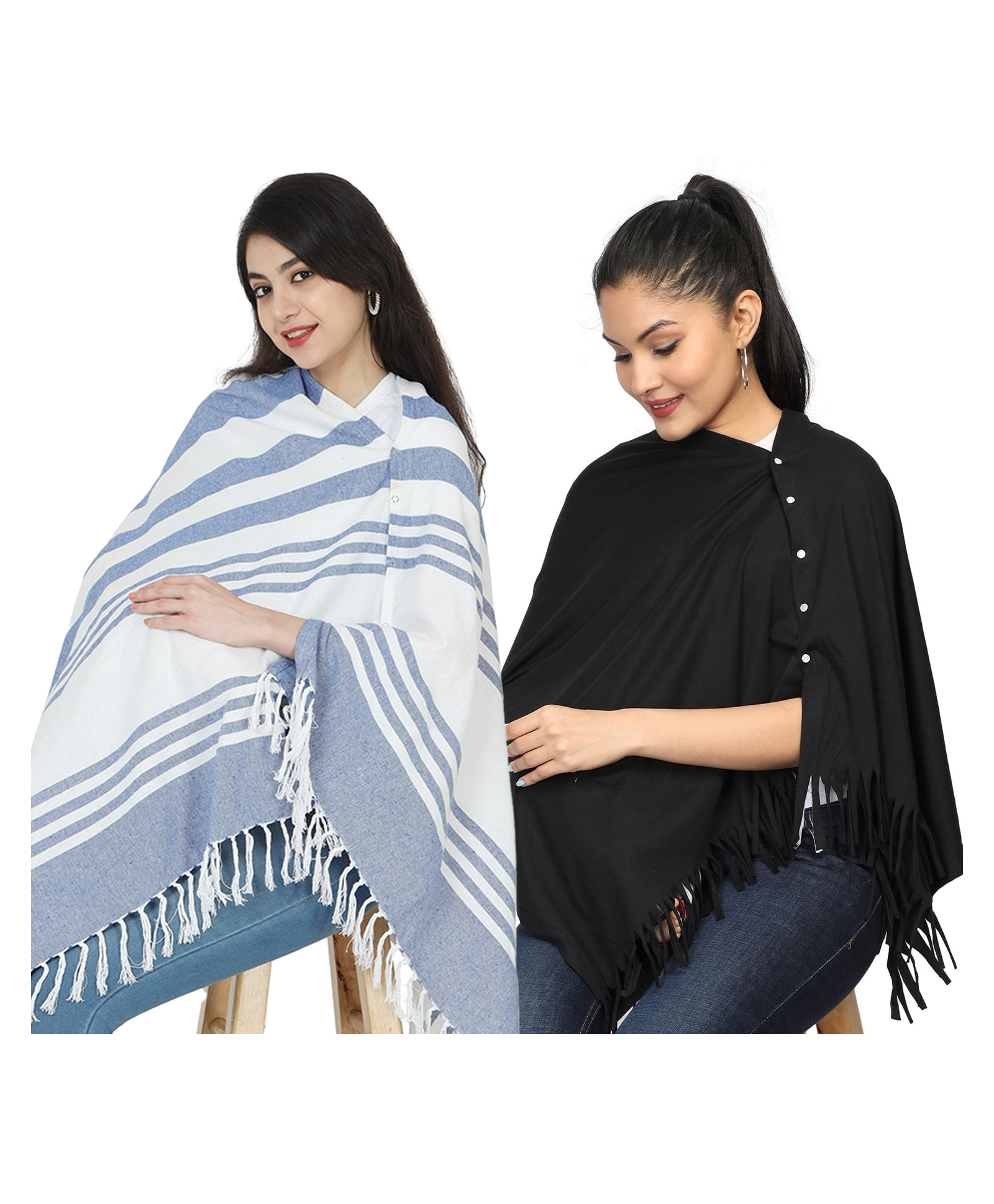 Nene Mother's Multi-Purpose Large Size Nursing Feeding Scarf Wrap Stole Stripes Pack of 2 - Multicolor-picture-20