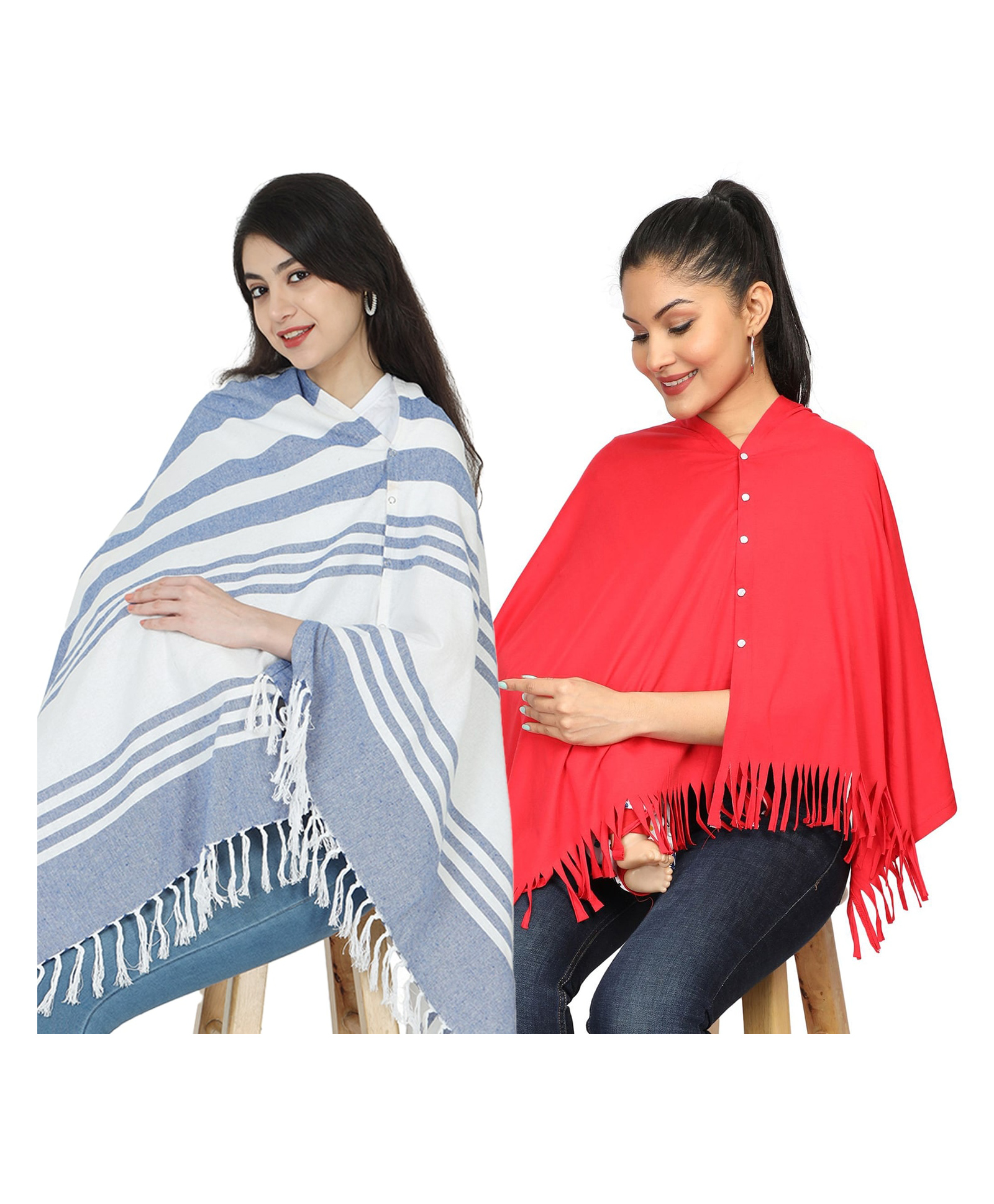 Nene Mother's Multi-Purpose Large Size Nursing Feeding Scarf Wrap Stole Stripes Pack of 2 - Multicolor-image-44