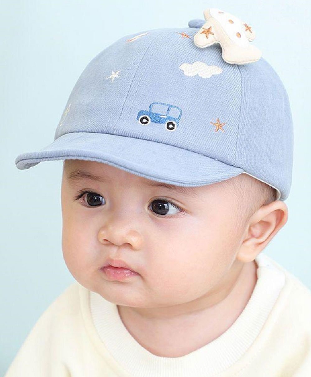 Ziory Aeroplane Appliqued Bus Patch Embroidered Beanie Cap - Blue-picture-13