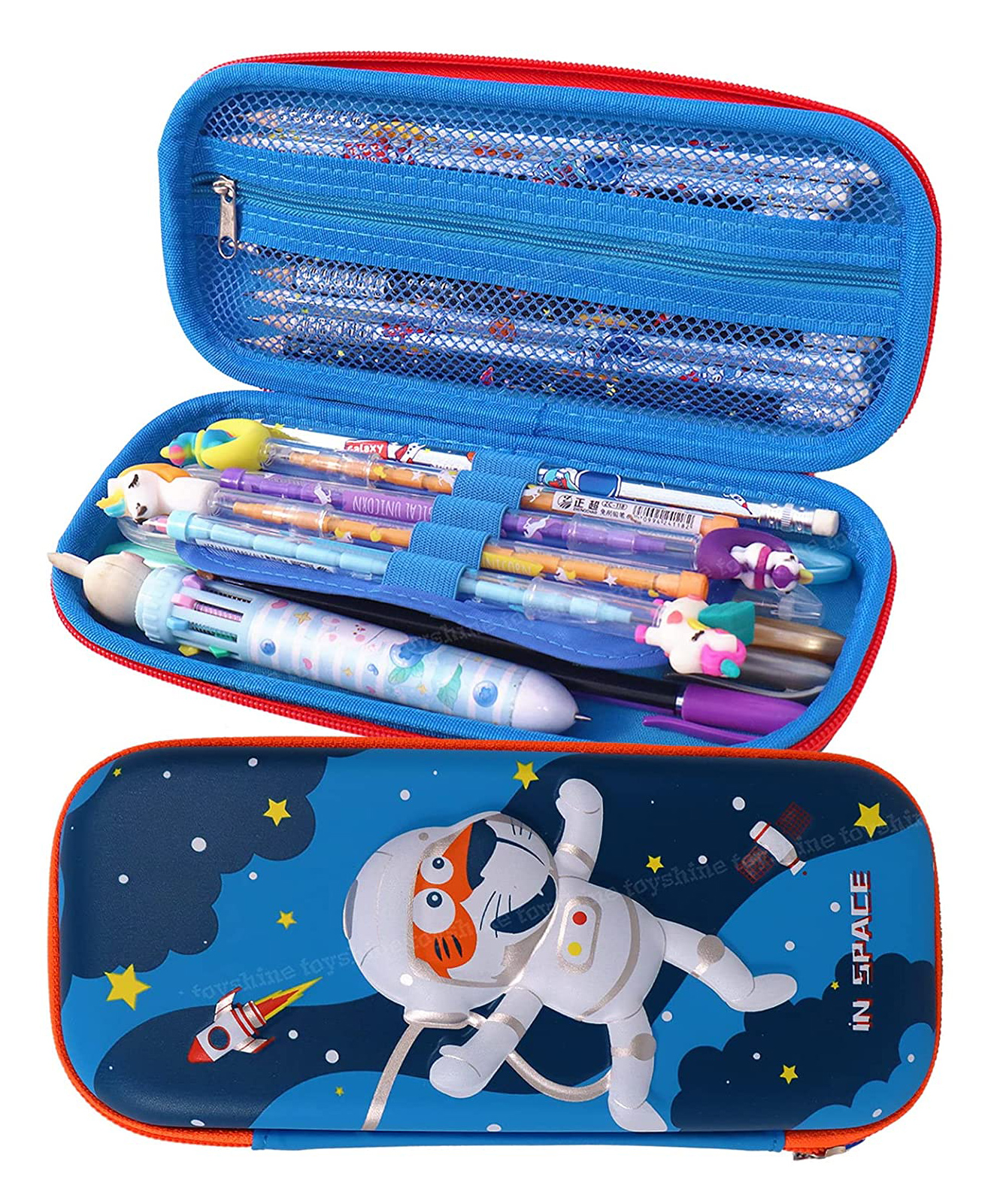 Toyshine EVA Space Tiger Hardtop Pencil Case with Multiple Compartments Kids School Supply Organizer Students Stationery Box Girls Pen Pouch- Multi-Color-image-40