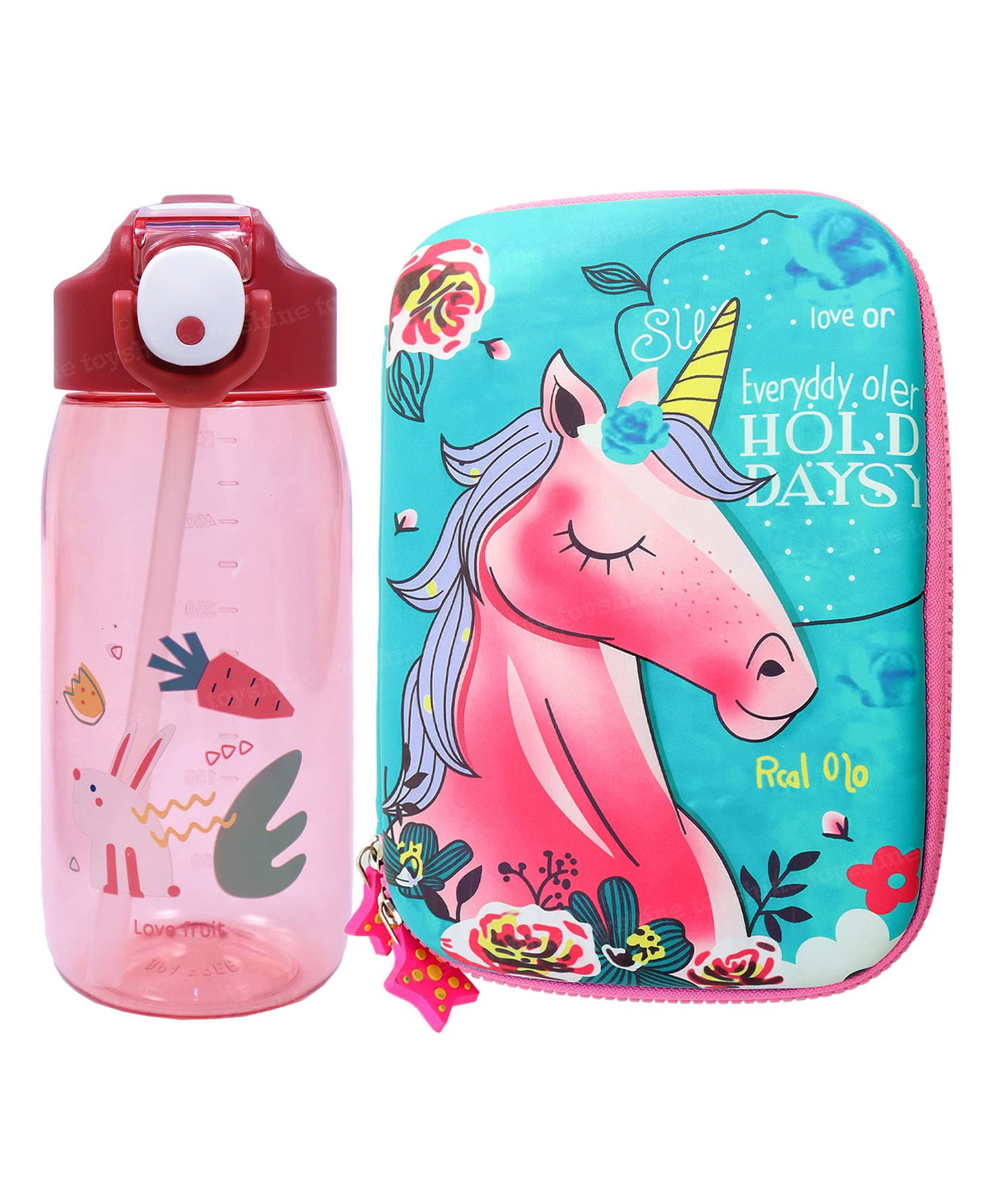 Toyshine Set of 2 Unicorn Hardtop Pencil Case with Tritan Grip Bottle Kids Large Capacity School Supply Organizer Students Stationery Girls Pen Pouch-image-46