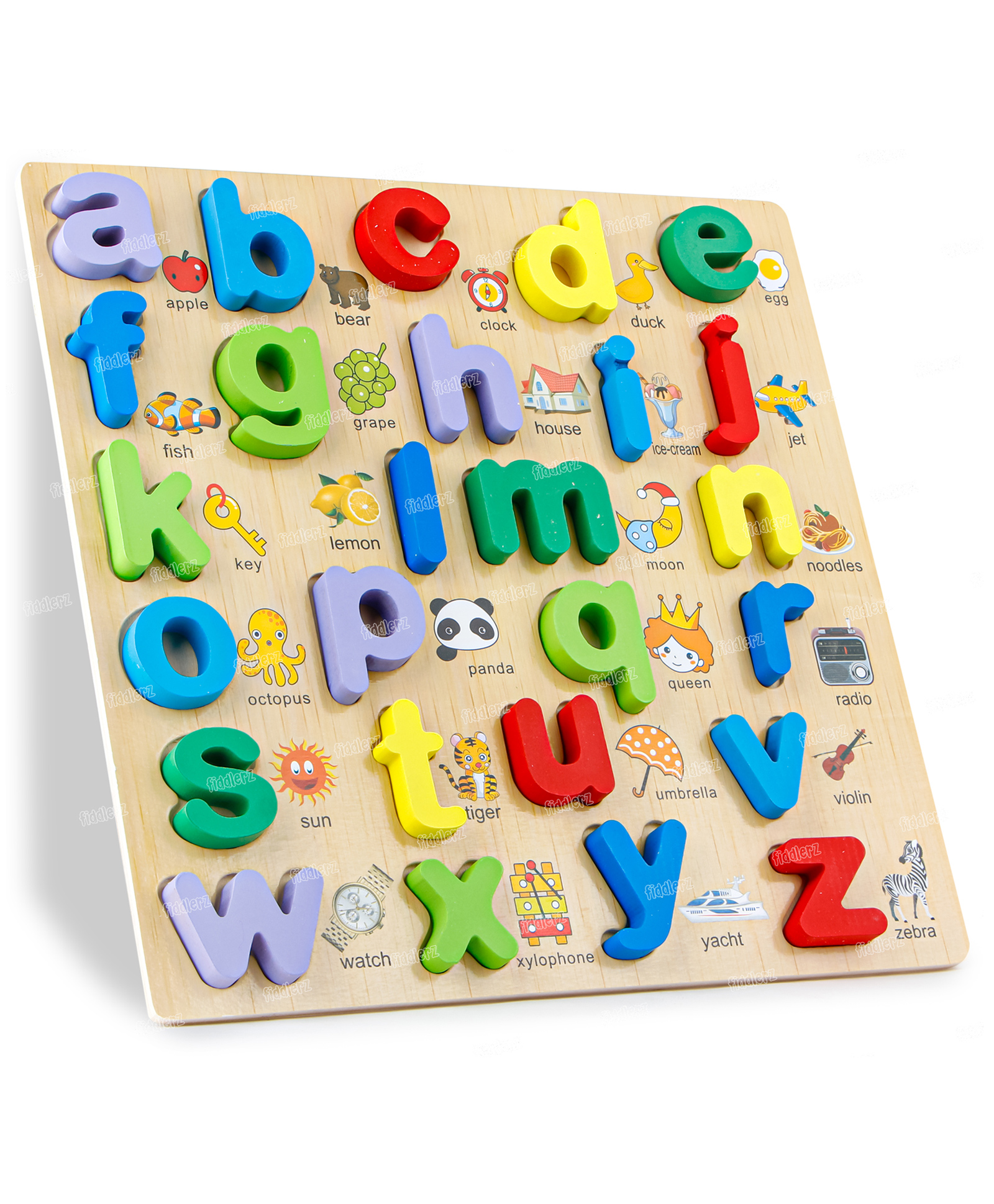 Fiddlerz Wooden Games for Kids My First Learning Wooden Educational Board Small Alphabets ABC Shapes Toys - Multicolour-image-47