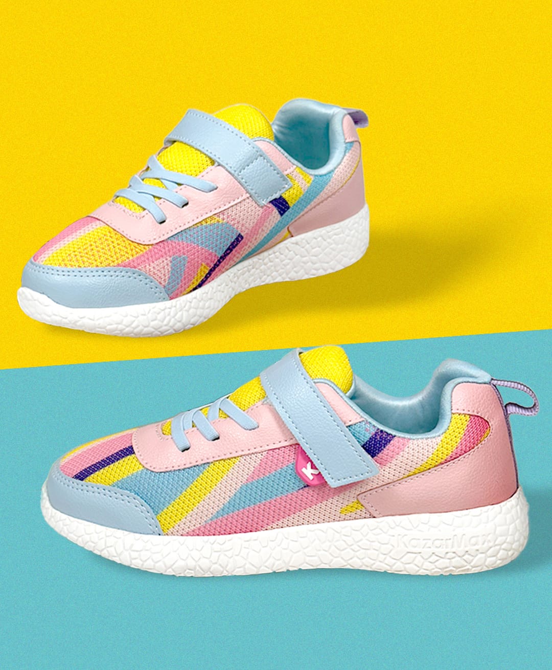 KazarMax Hopits Striped Designed Colour Blocked Sneakers - Peach-image-15