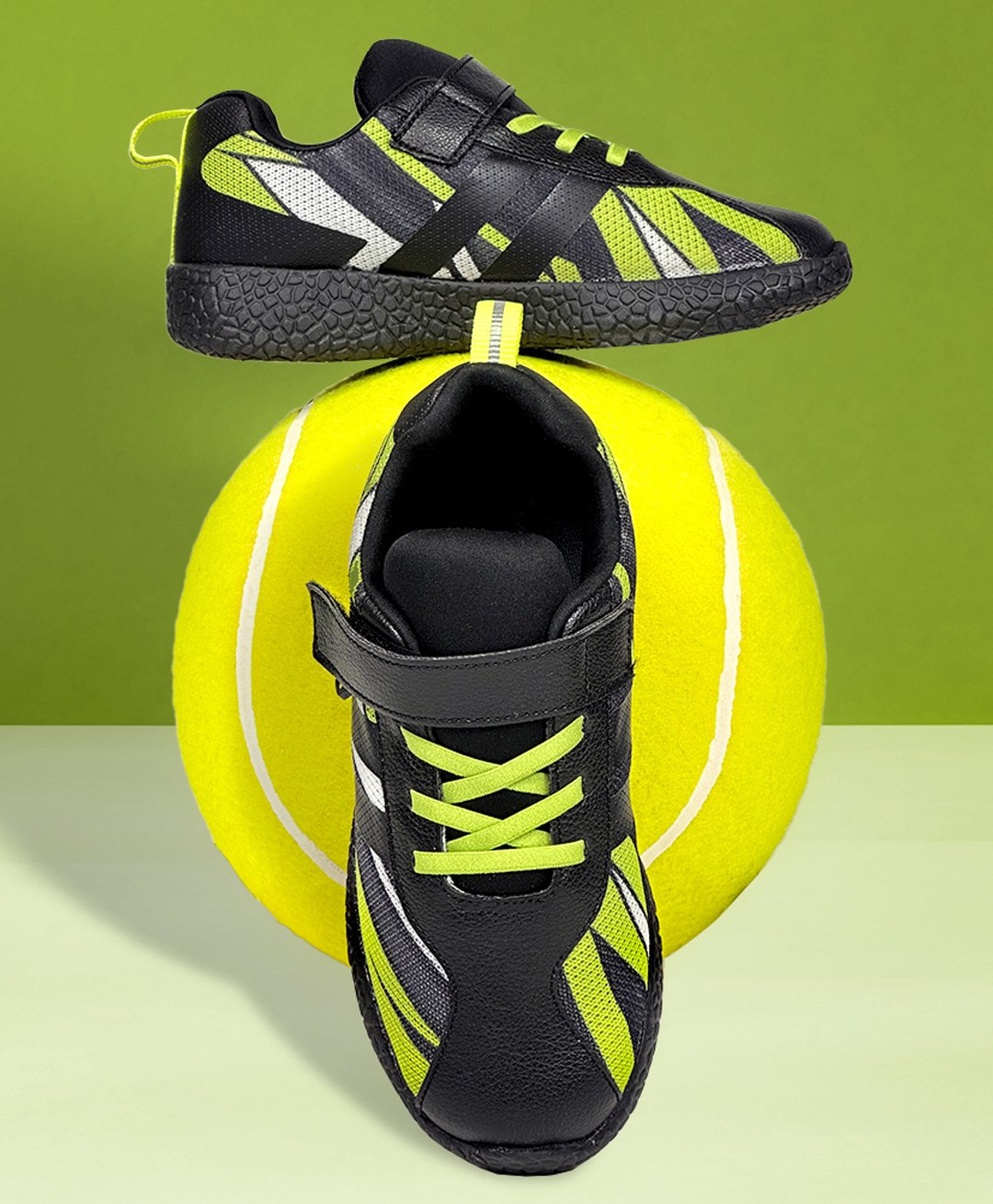 KazarMax Hopits Velcro Closure Neon Unisex Sneakers - Black-image-26