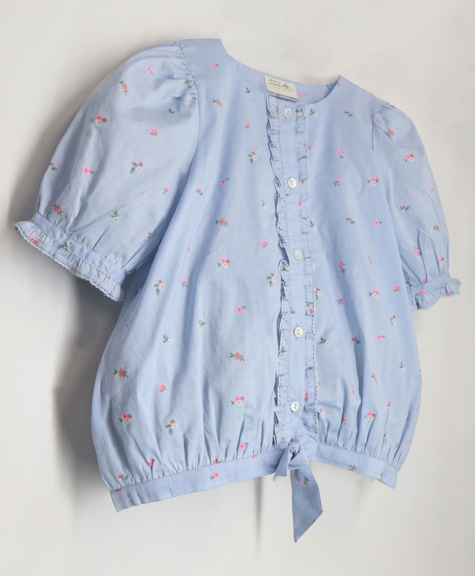 Cherry Crumble By Nitt Hyman Puffed Sleeves Floral Printed Top - Blue-picture-18