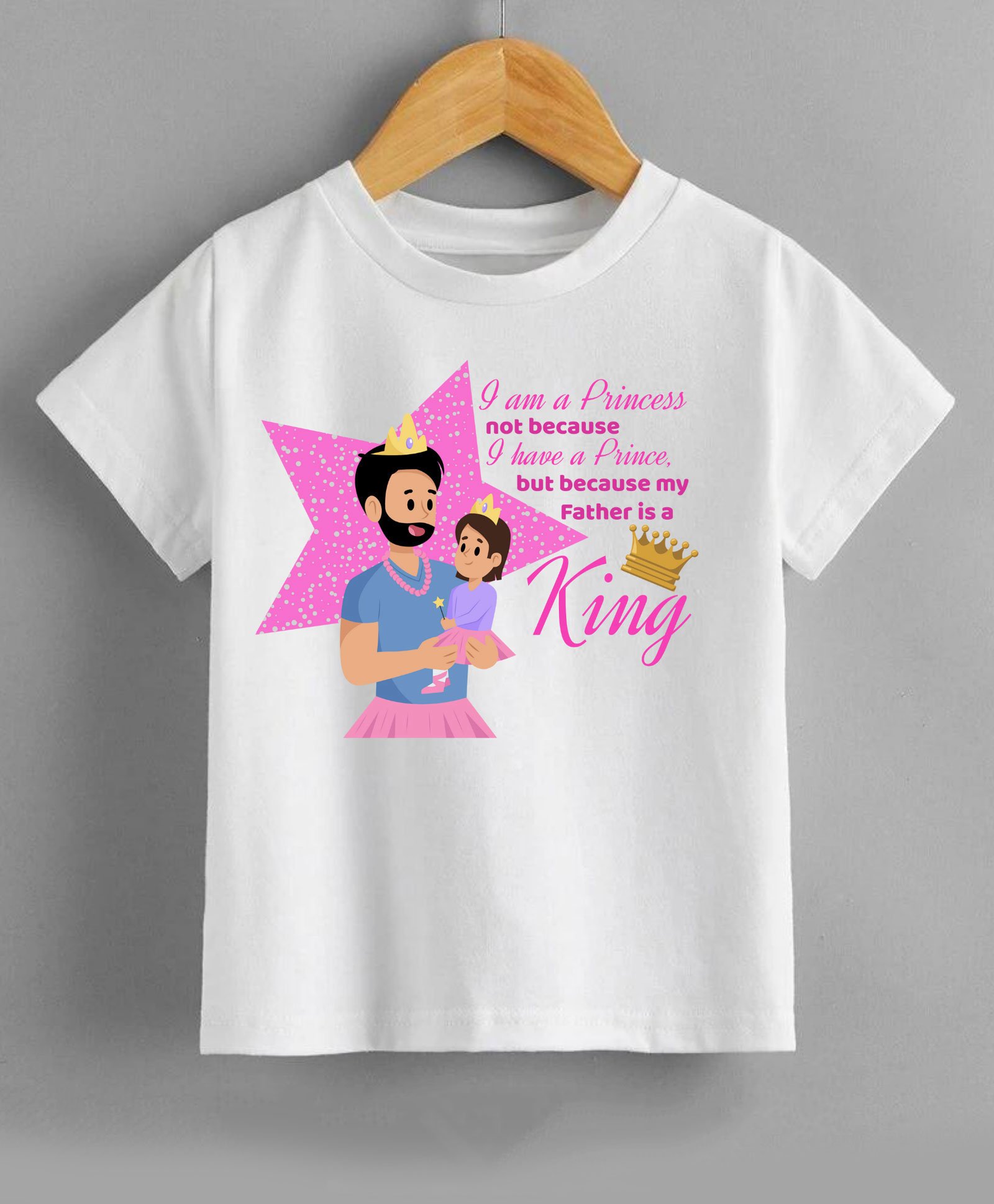 KNITROOT Half Sleeves Father King's Princess Printed Tee - White-picture-34