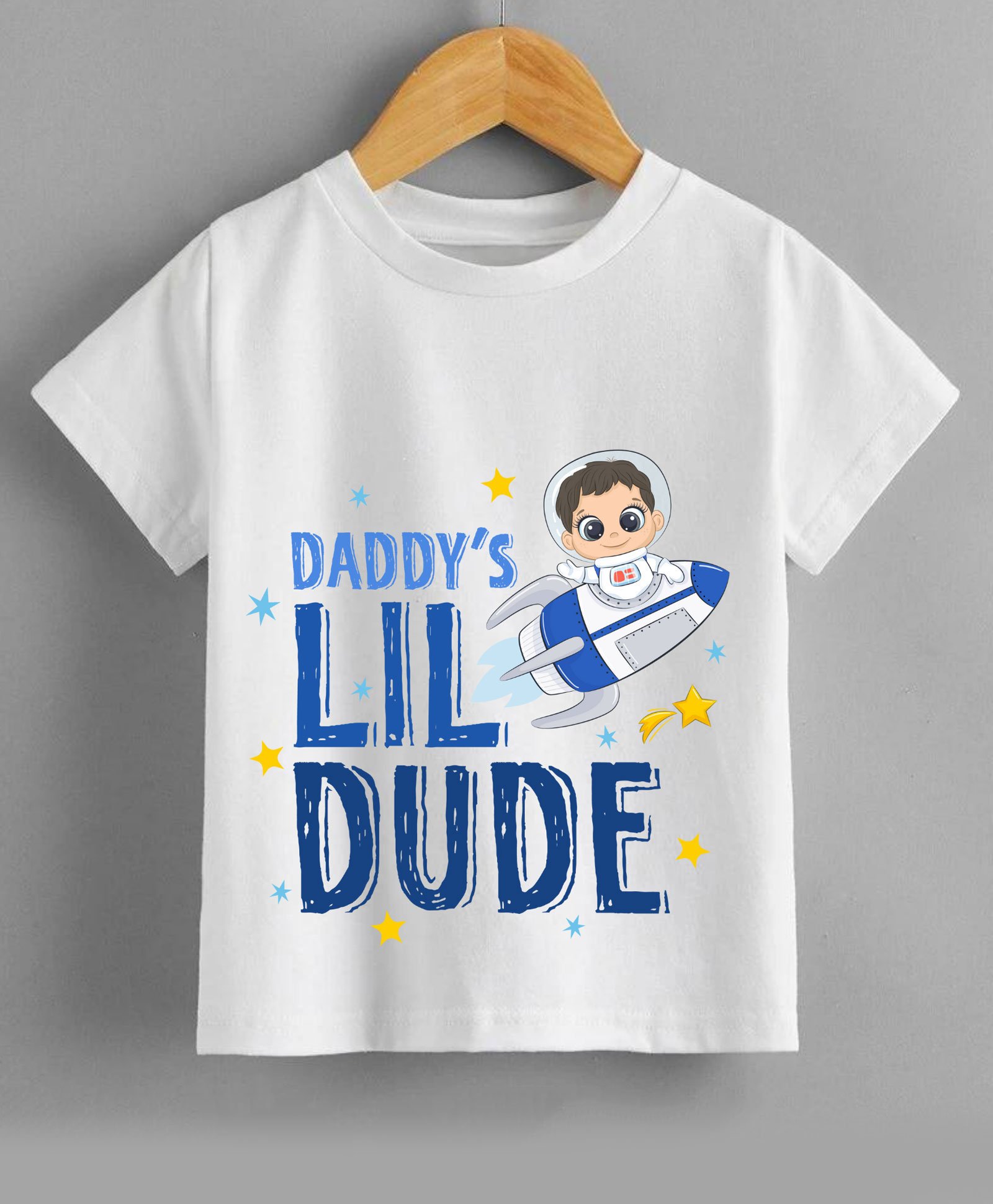 KNITROOT Fathers Day Theme Half Sleeves Daddy's Little Dude Printed Tee - White-image-16