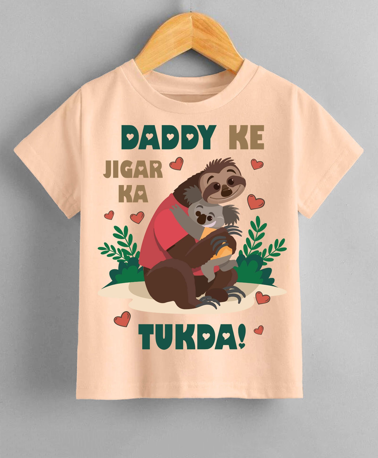 KNITROOT Fathers Day Theme Half Sleeves Daddy Ke Jigar Ka Tukda Printed Tee - Peach-picture-19