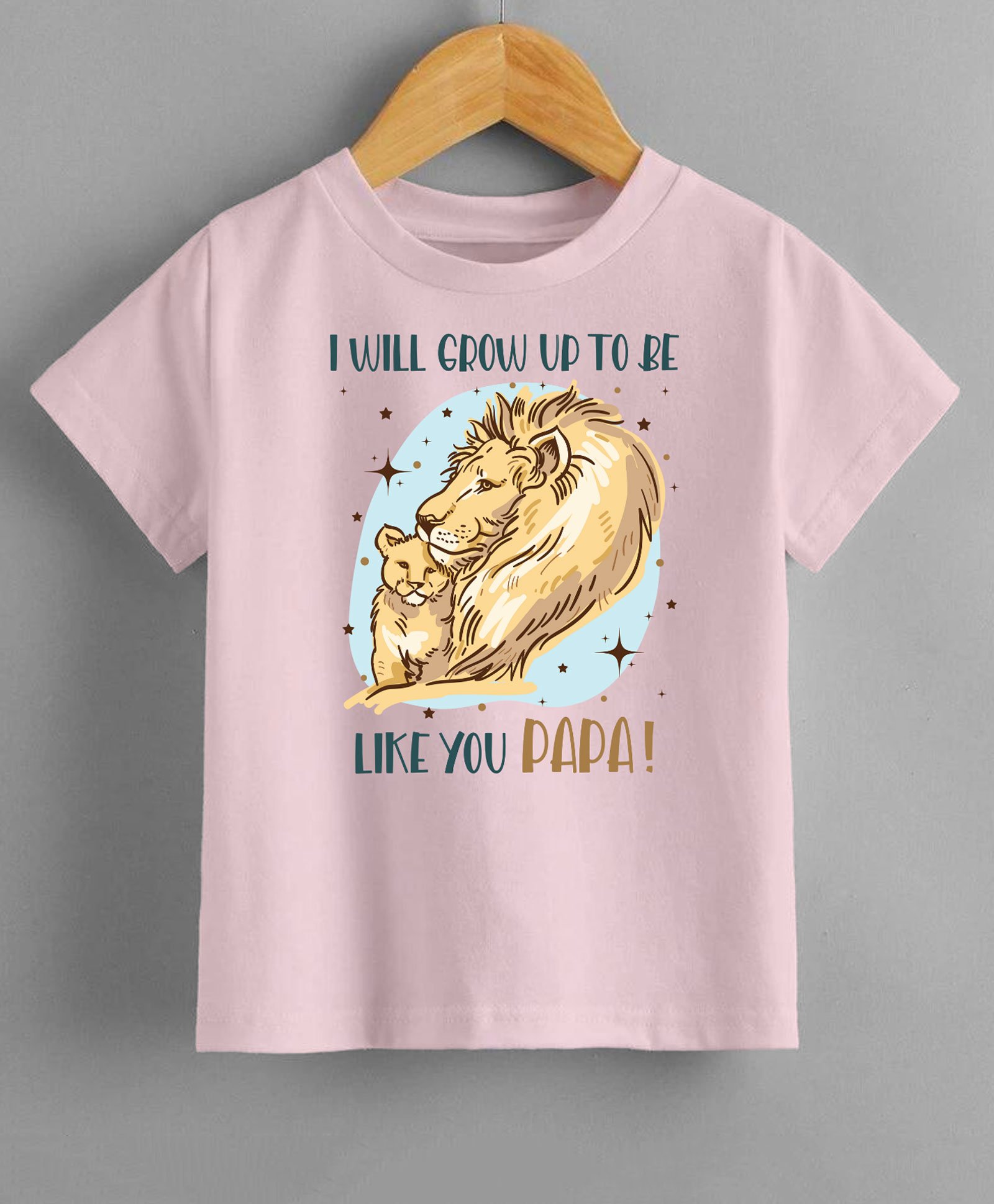 KNITROOT Father's Day Theme Half Sleeves Grow Up To Be Like You Papa Printed Tee - Pink-picture-21