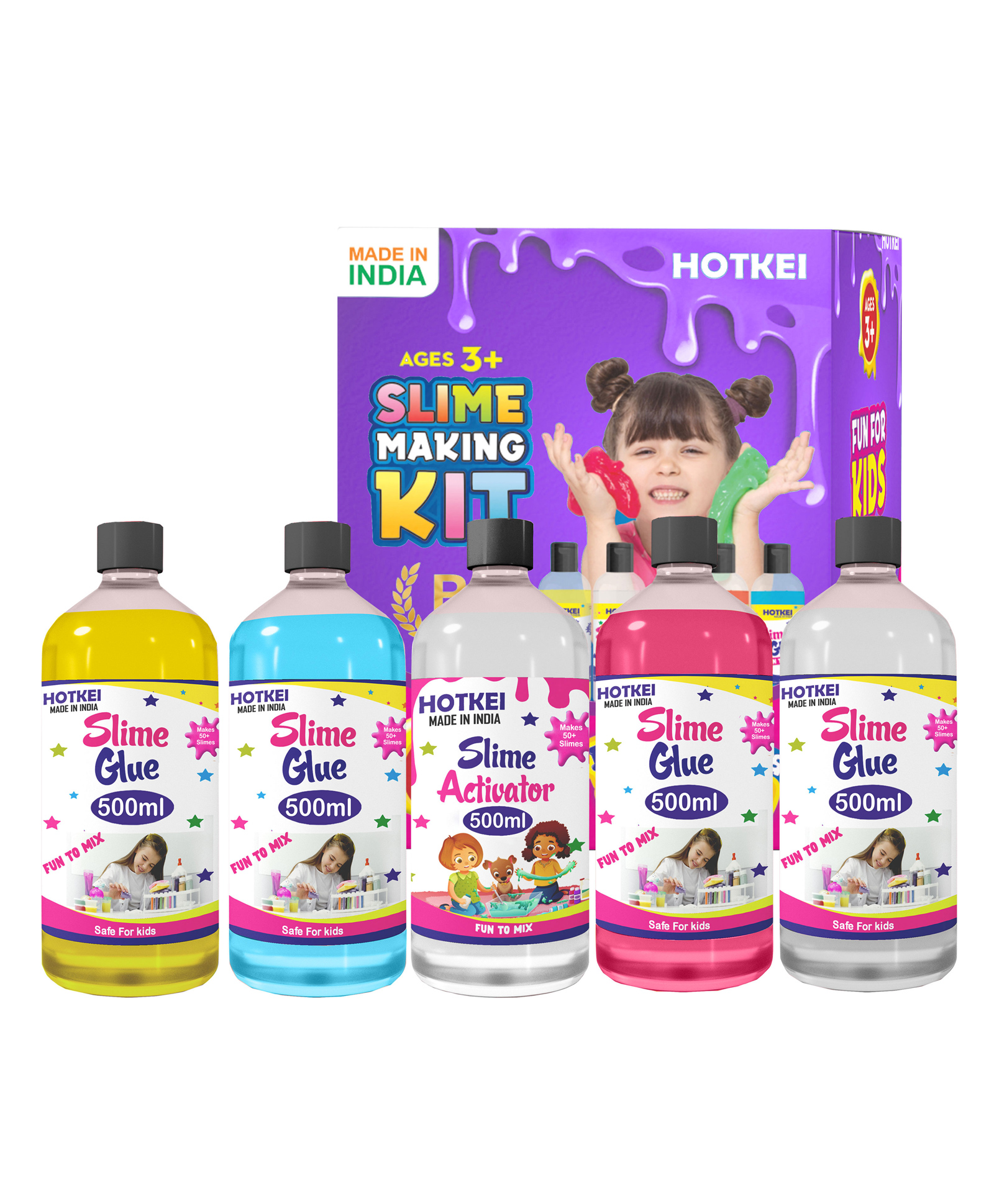 Hotkei Make 100 Plus Slimes Multicolor Scented Diy Magic Toy Slimy Slime Activator Glue Gel Jelly Putty Making Kit Set Toy For Boys Girls Kids Slime Making Kit 4 Colored Glue 1 Activator - 500 ml Each-image-23