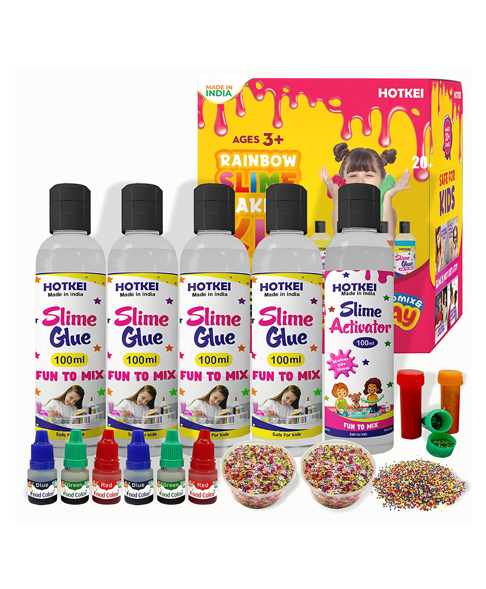 HOTKEI Make 60 Plus Slime Multicolor Scented DIY Magic Toy Slimy Slime Activator Glue Gel Jelly Putty Making Kit Set Toy For Boys Girls Kids Slime Activator Making Kit 12 Glue & 3 Activator Bottle - 100 ml Each-image-2