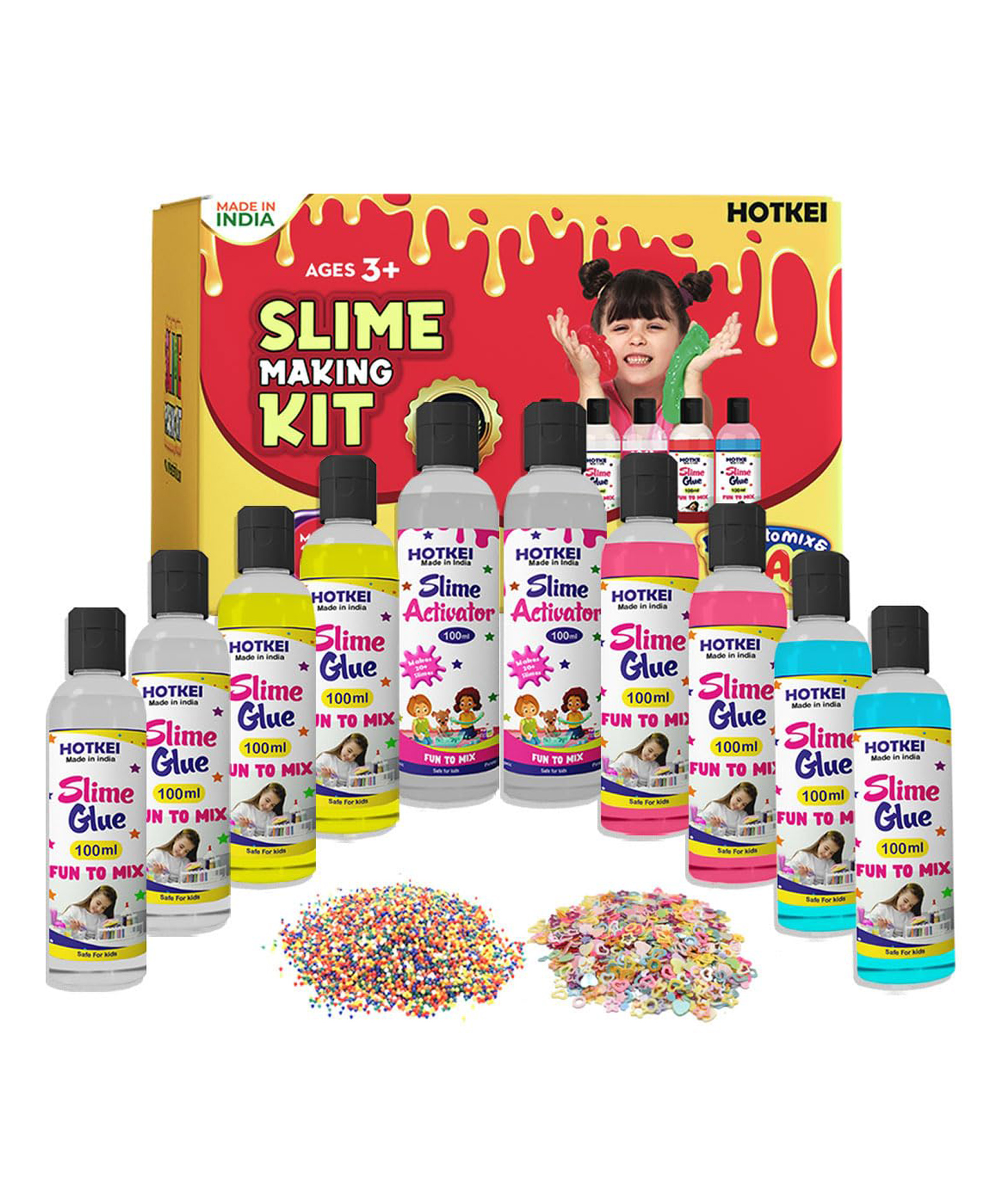 HOTKEI Make 40 Plus Slimes Multicolor Scented DIY Magic Toy Slimy Slime Activator Glue Gel Jelly Putty Making Kit Set Toy For Boys Girls Kids Slime Activator Making Kit 8 Slime Glue 2 Activator - 100 ml each-image-46