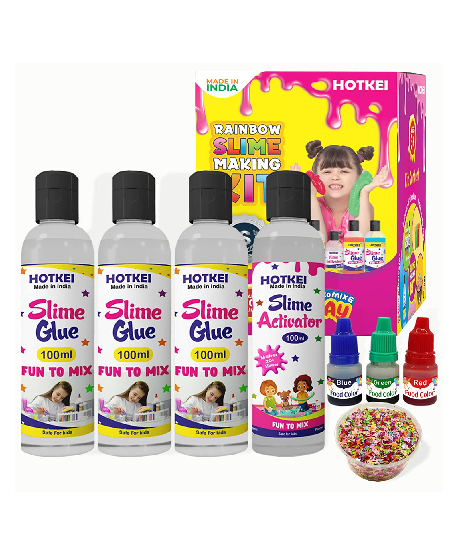 HOTKEI Make 15  Slimes Multicolor Scented DIY Toy Slimy Slime Activator Glue Gel Jelly Putty Making kit Set Toy for Boys Girls Kids- Multicolor-image-40