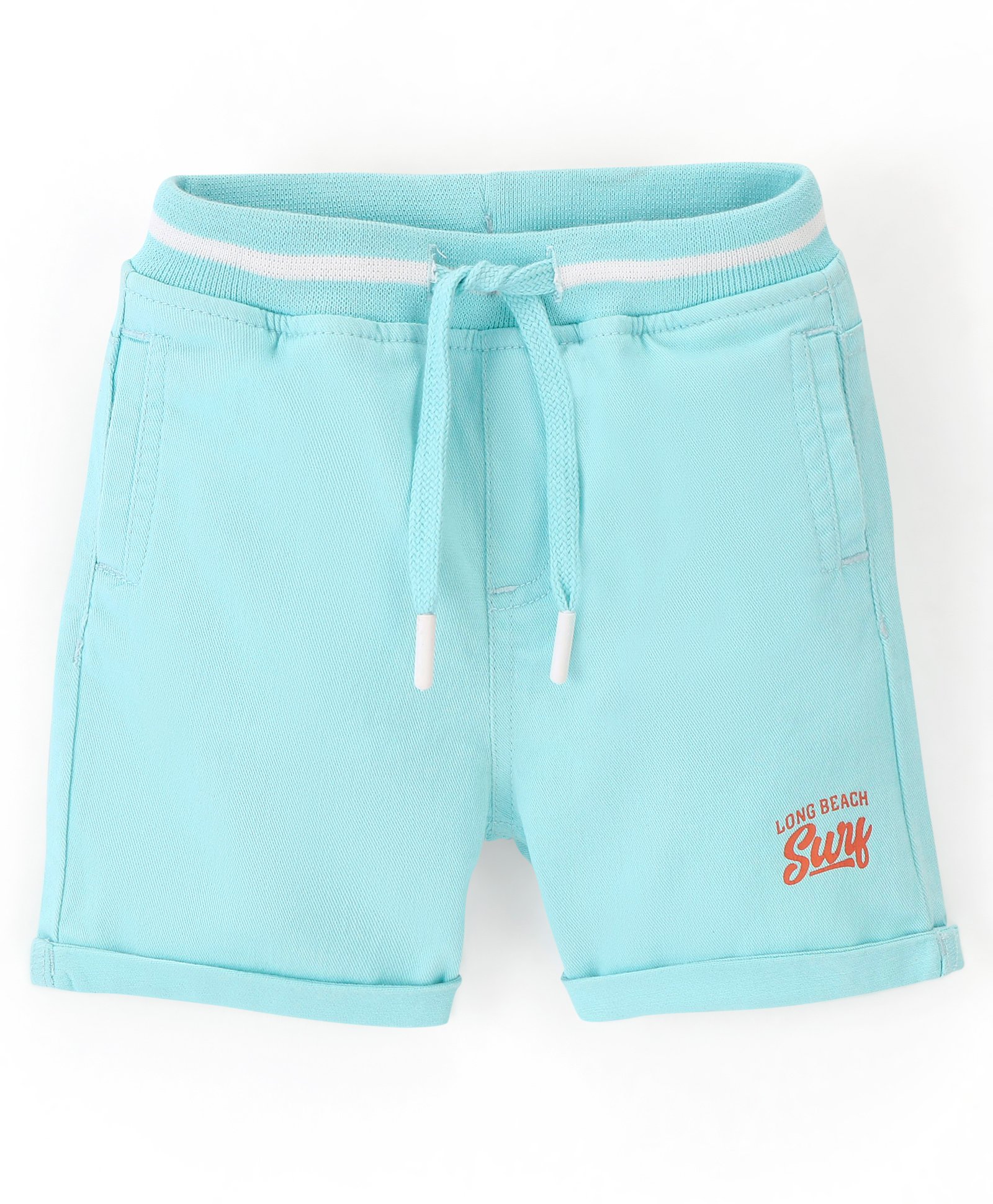Babyhug Cotton Spandex Mid Thigh Length Shorts Text Print- Sky Blue-picture-33