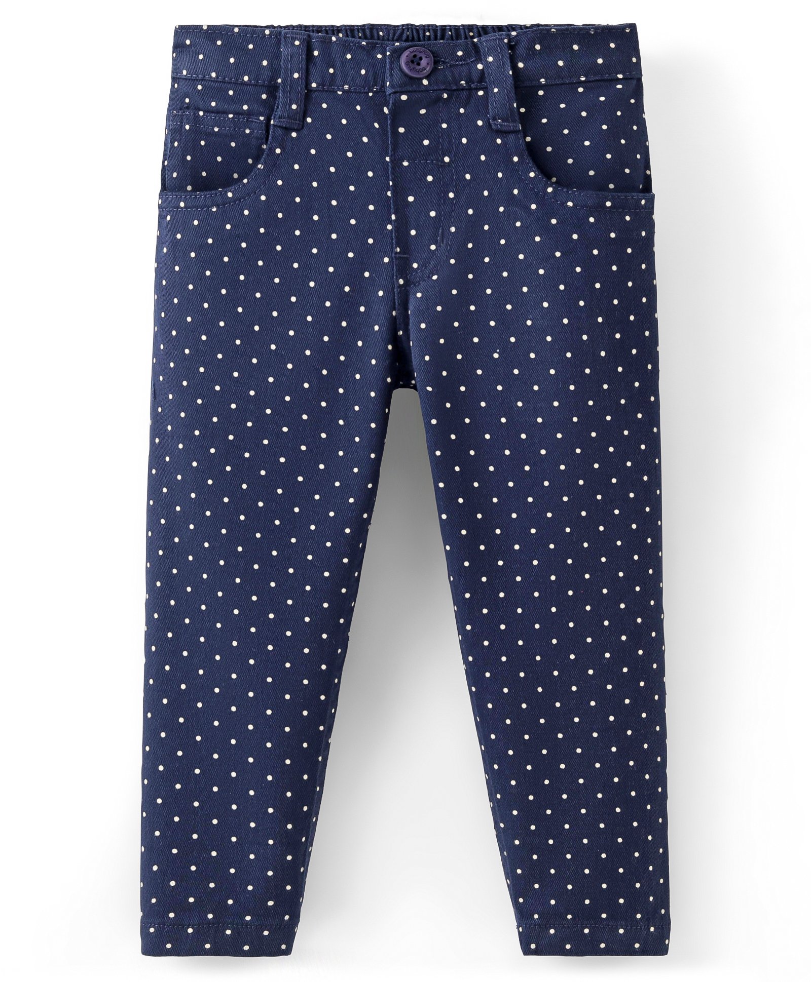 Babyhug Cotton Woven Full Length Trouser with Dot Print - Navy Blue-picture-23