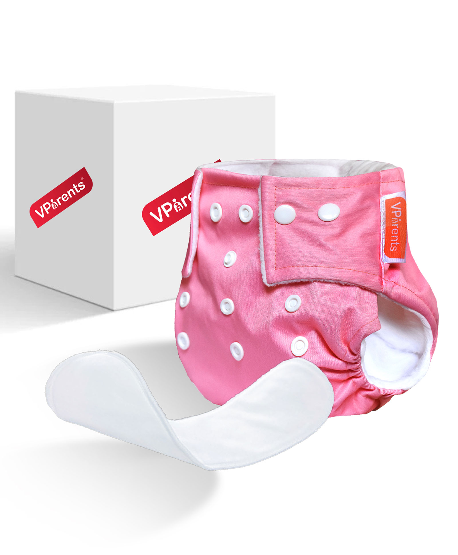 VParents Solid Washable Baby Cloth Diaper Reusable Adjustable Size Waterproof Pocket Cloth Diaper Nappie With Insert - Pink-picture-37