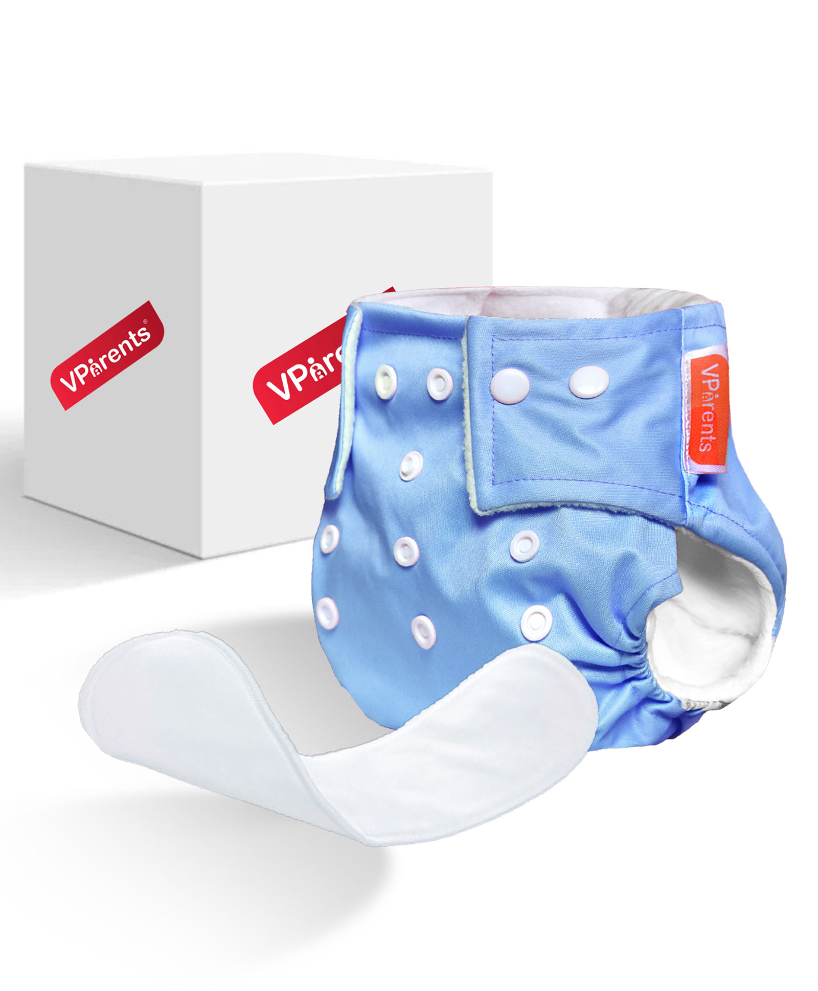 VParents Solid Washable Baby Cloth Diaper Reusable Adjustable Size Waterproof Pocket Cloth Diaper Nappie With Insert - Blue-picture-34