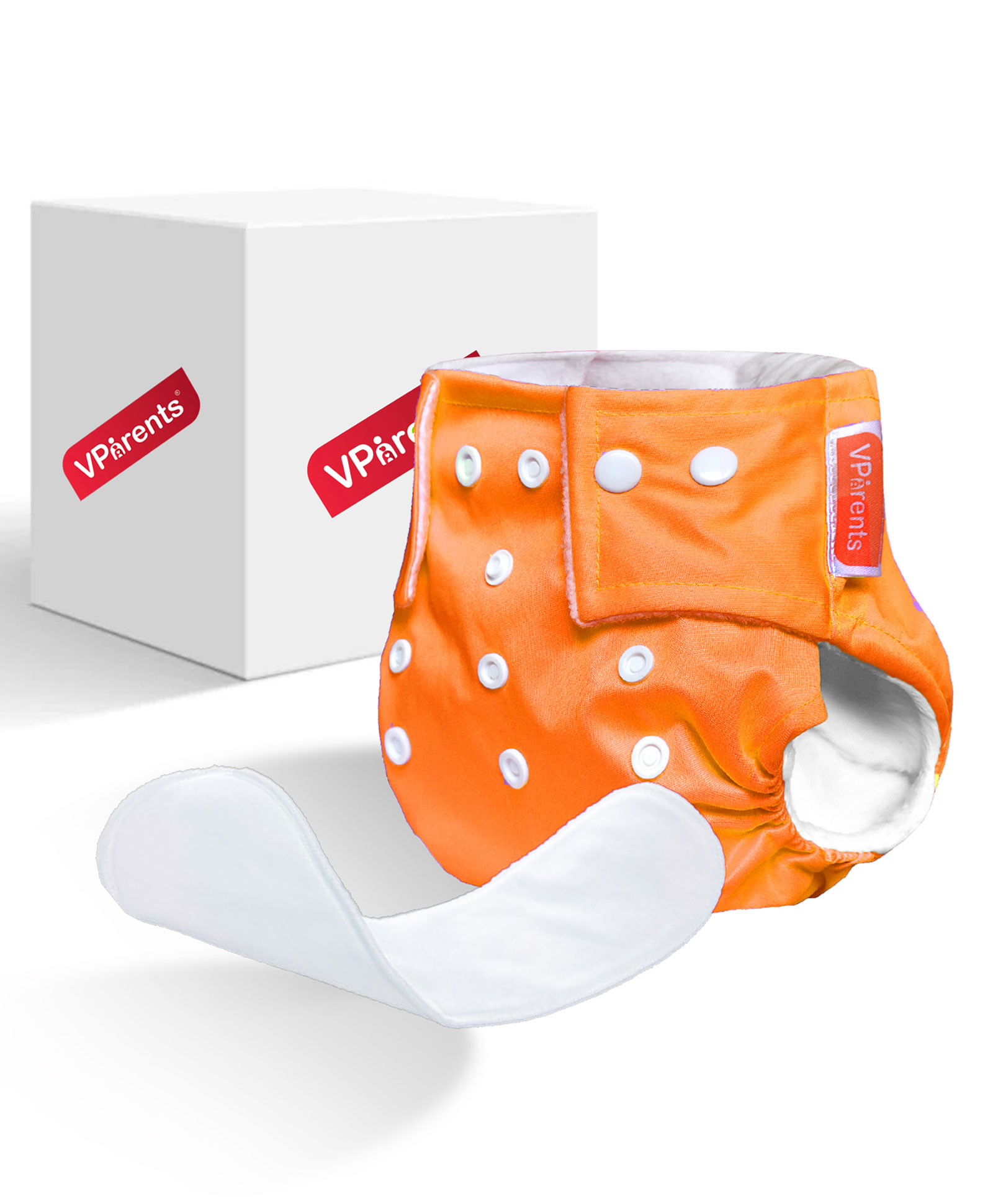 VParents Solid Washable Baby Cloth Diaper Reusable Adjustable Size Waterproof Pocket Cloth Diaper Nappie With Insert - Orange-picture-36
