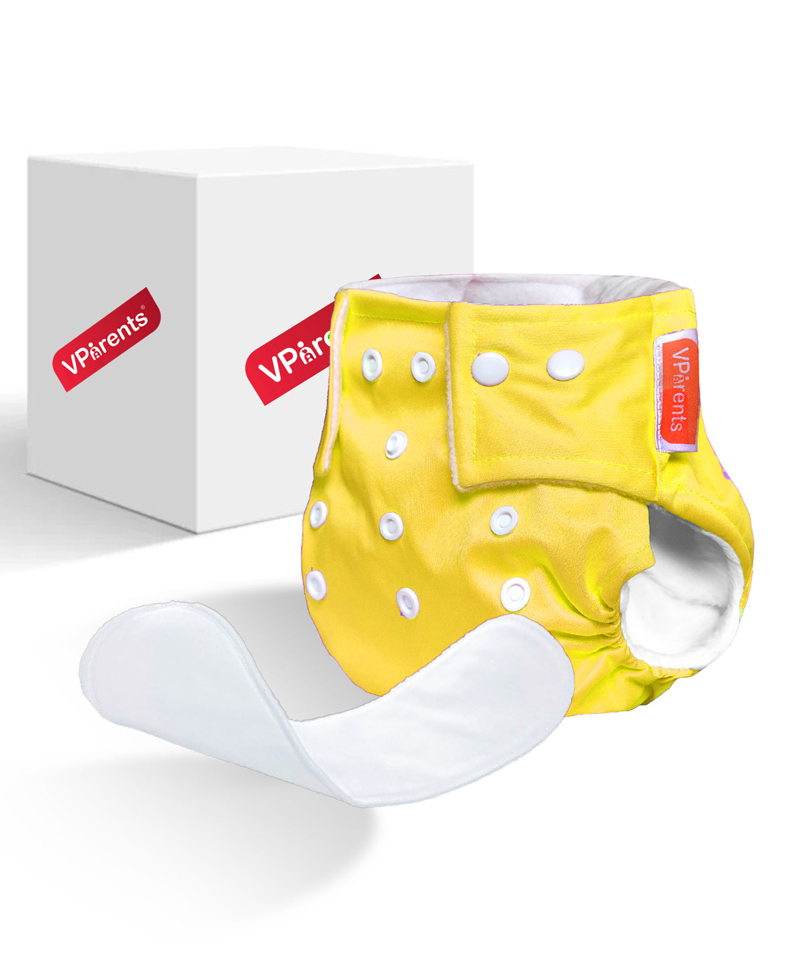 VParents Solid Washable Baby Cloth Diaper Reusable Adjustable Size Waterproof Pocket Cloth Diaper Nappie With Insert - Yellow-image-13