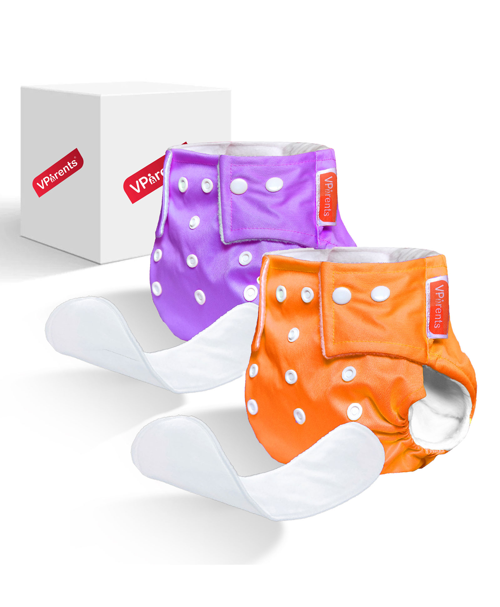 VParents Solid Washable Baby Cloth Diaper Reusable Adjustable Size Waterproof Pocket Cloth Diaper Nappie With Insert Pack of 2- Red & Purple-picture-42